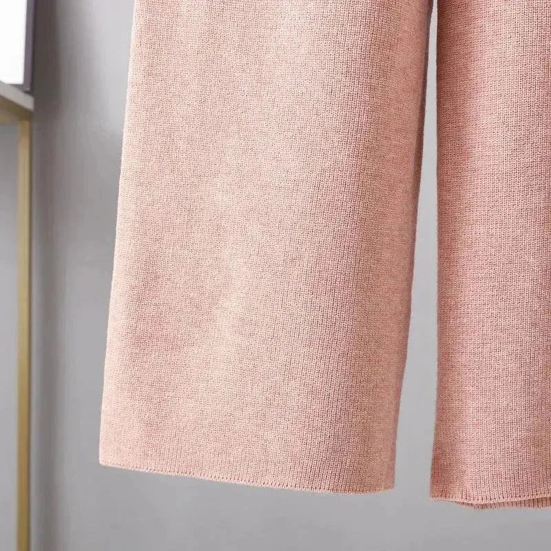 Women's Cozy Casual Wool Two Piece Pants Set - Soft Winter Lounge Outfit for Home & Office Wear