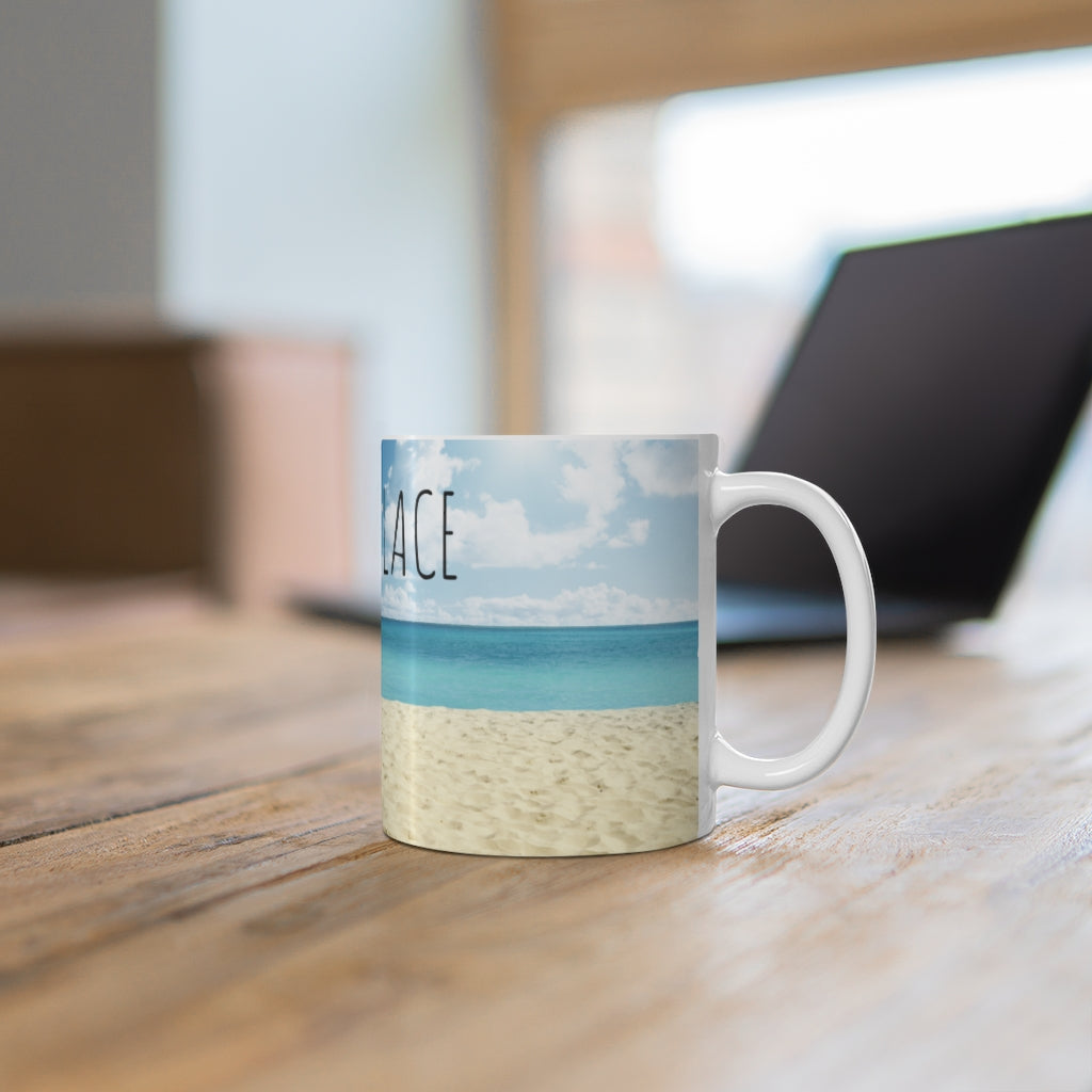 My Happy Place Ceramic Coffee Mug - 15oz Inspirational Gift for Women & Men, Perfect for Home, Office & Relaxation