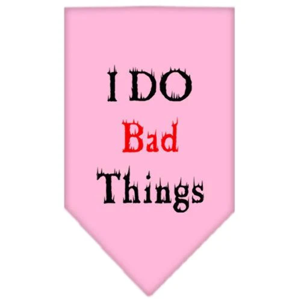 Funny Pet Bandana for Dogs - 'I Do Bad Things' Screen Printed Yellow Large Dog Bandana - Perfect for Halloween, Costume Parties & Pet Photos