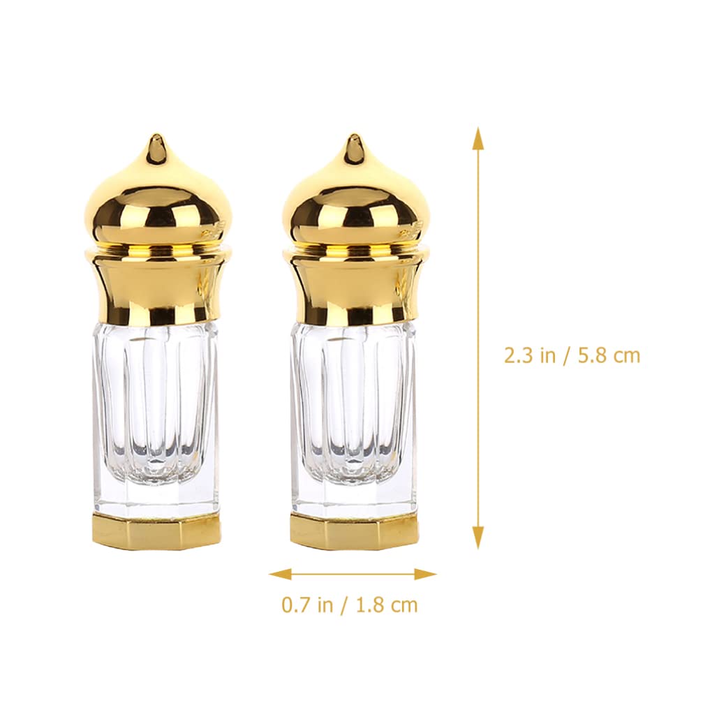 EXCLUZO 2-Pack 3ML Portable Refillable Fine Mist Spray Bottles - Travel Size Empty Perfume & Essential Oil Atomizer - Golden (Perfect for DIY Beauty, Aromatherapy & On-The-Go Use)