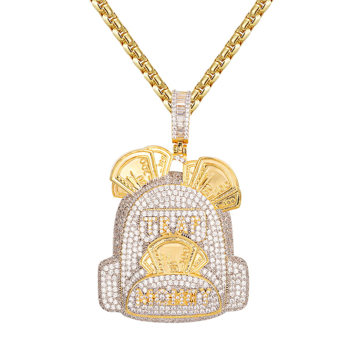 Men's Trap Money Duffle Bag - Yellow with Icy Silver Pendant - Stylish Gym Bag for Workout, Travel & Streetwear Fashion