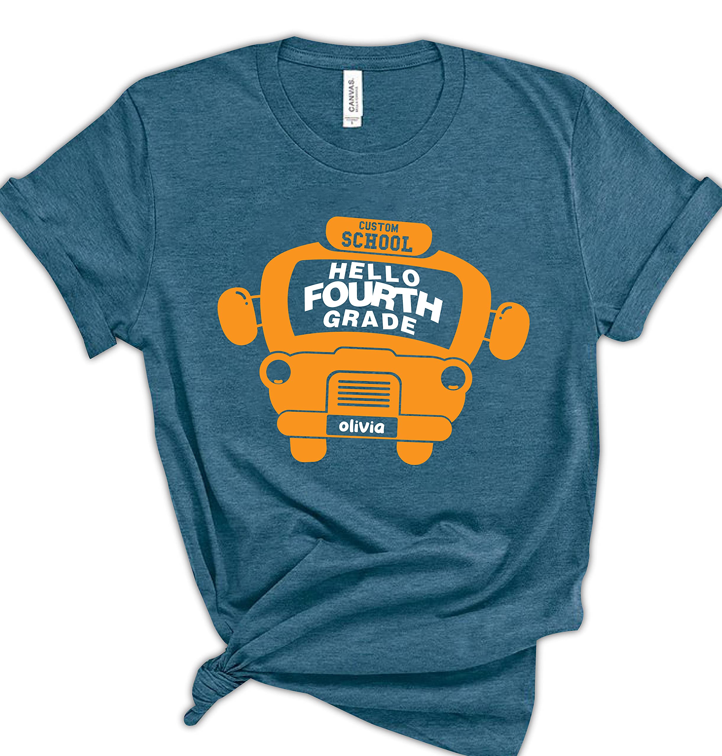 4th Grade Teacher T-Shirts for Women & Men - First Day of School & Back to School Outfits - Cute School Bus Graphic Tees for Elementary Educators - Perfect for Classroom, Teacher Appreciation & School Spirit Events