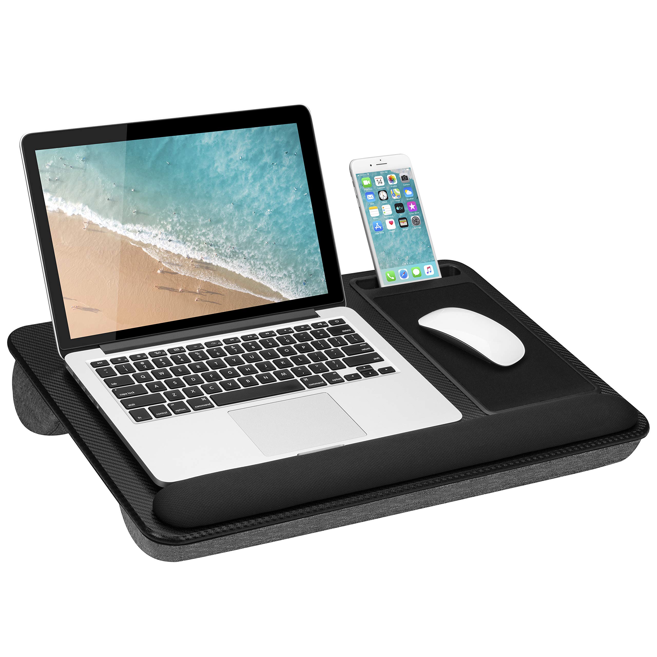LAPGEAR Ergo Pro Adjustable Angle Lap Desk & Home Office Pro Lap Desk with Mouse Pad & Phone Holder - Perfect for Remote Work, Gaming & Studying on Couch or Bed