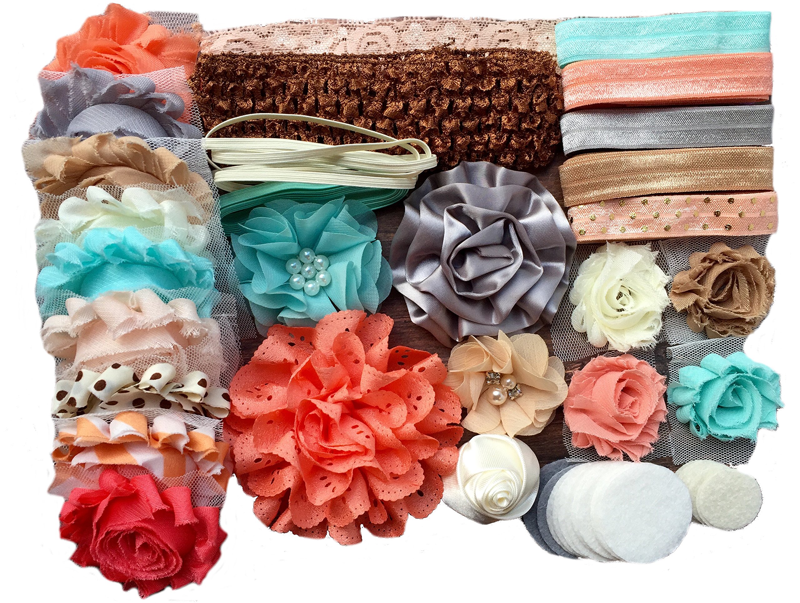DIY Baby Headband Making Kit - Create 14 Adorable Mini Headbands for Newborns & Toddlers | Perfect for Baby Showers, Photography & Everyday Accessories - Sandy Beaches Design