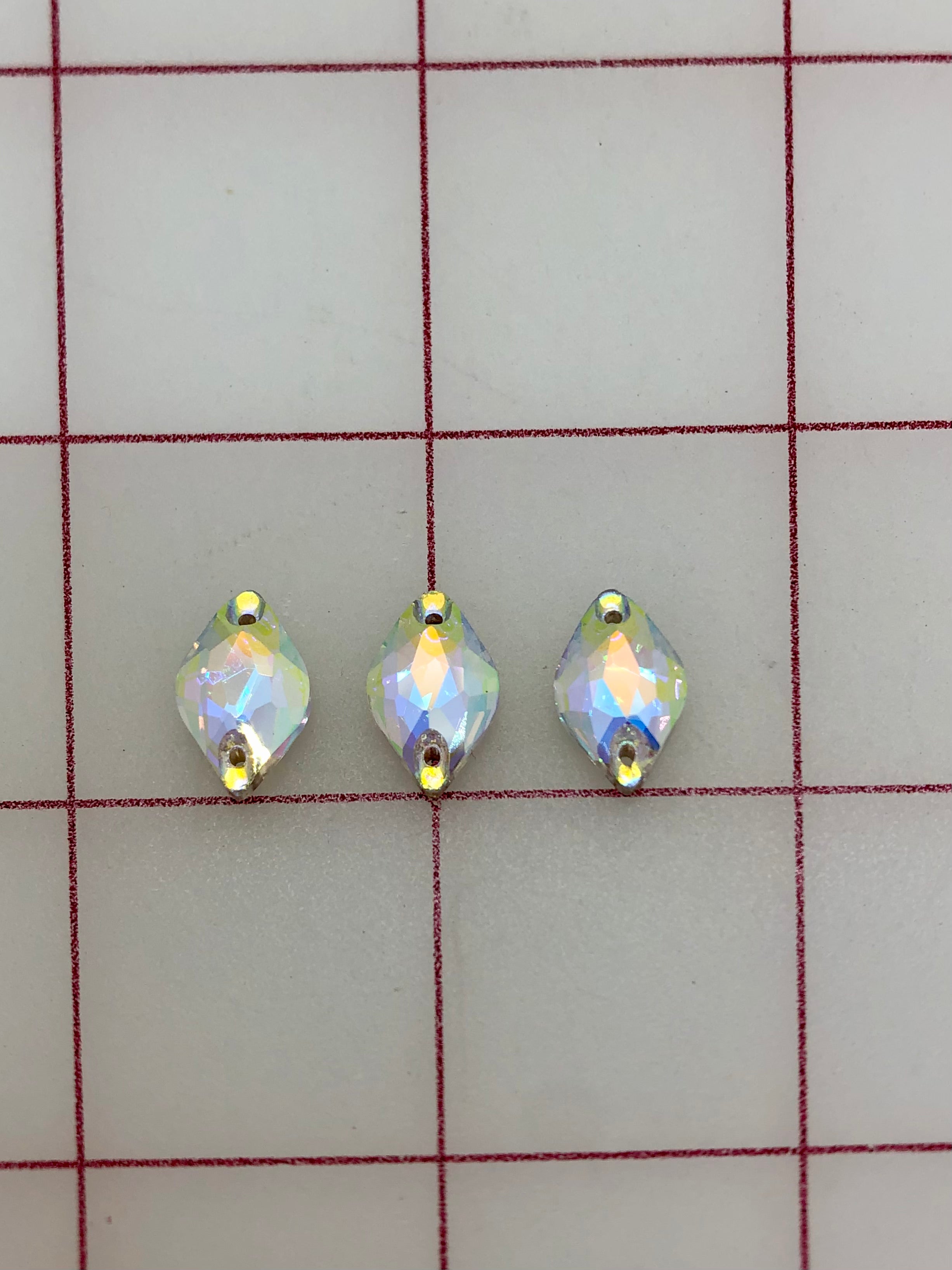14X9mm Premium Machine Cut Crystal AB Lemon Shape Rhinestones - Sew On for DIY Clothing, Costumes, Accessories & Home Decor