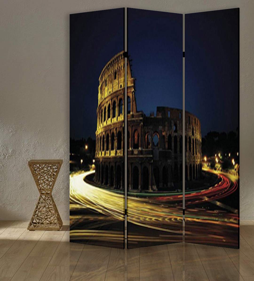 Screen Gems Rome Room Divider - 3-Panel Folding Privacy Screen, Decorative Room Partition for Home & Office - Perfect for Living Room, Bedroom, or Workspace Separation