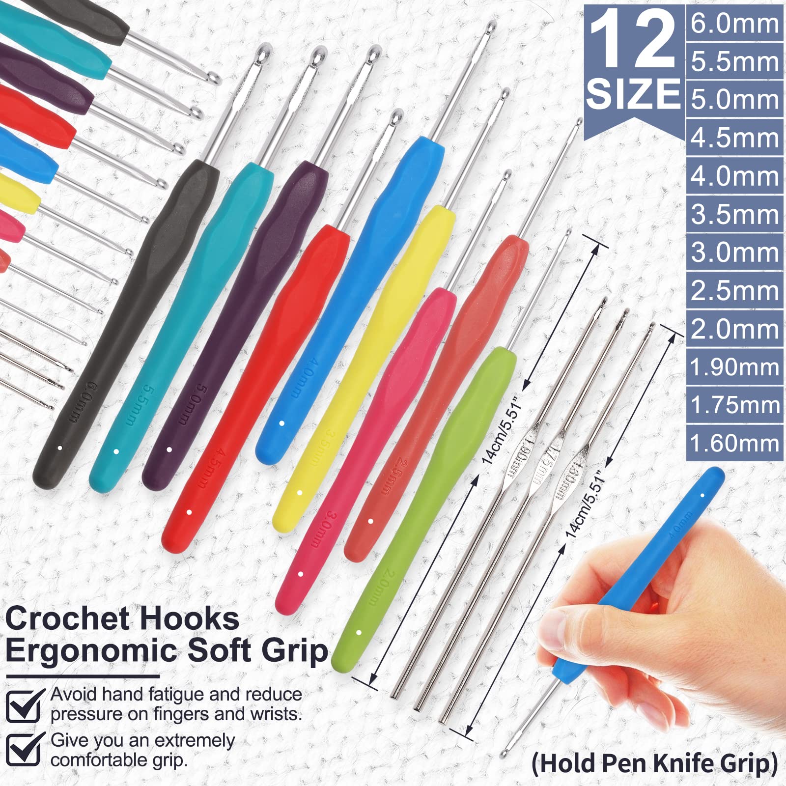 XSEINO Complete Crochet Kit for Beginners with 12 Rolls x50Yard Acrylic Yarn, 12 Hooks & Accessories - Includes Step-by-Step Video Tutorials & Storage Bag | Perfect for DIY Crafts, Home Decor & Gift Making