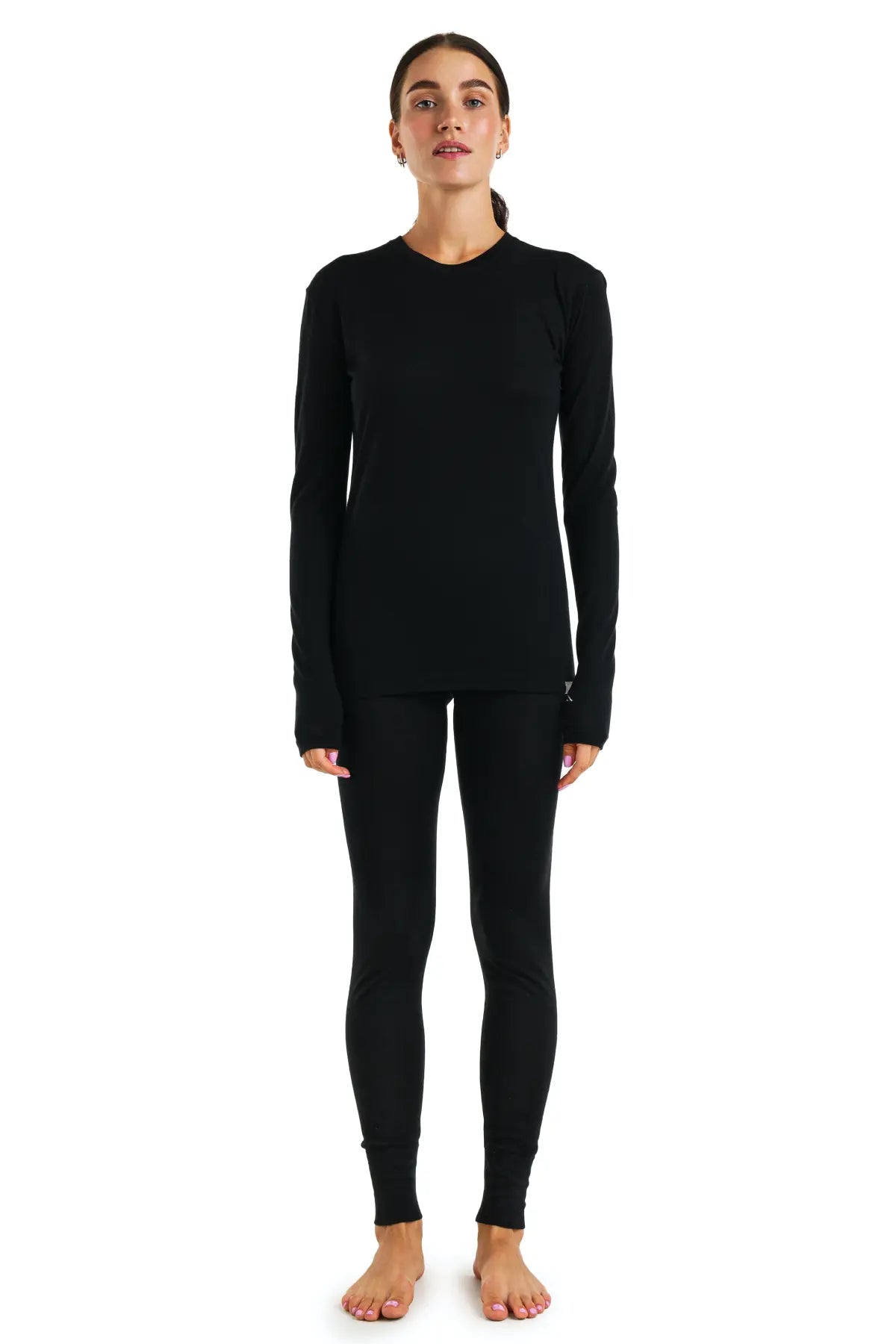 Women's Merino Wool Thermal Underwear Set - 165 Black - Warm Base Layer for Winter, Skiing & Outdoor Activities