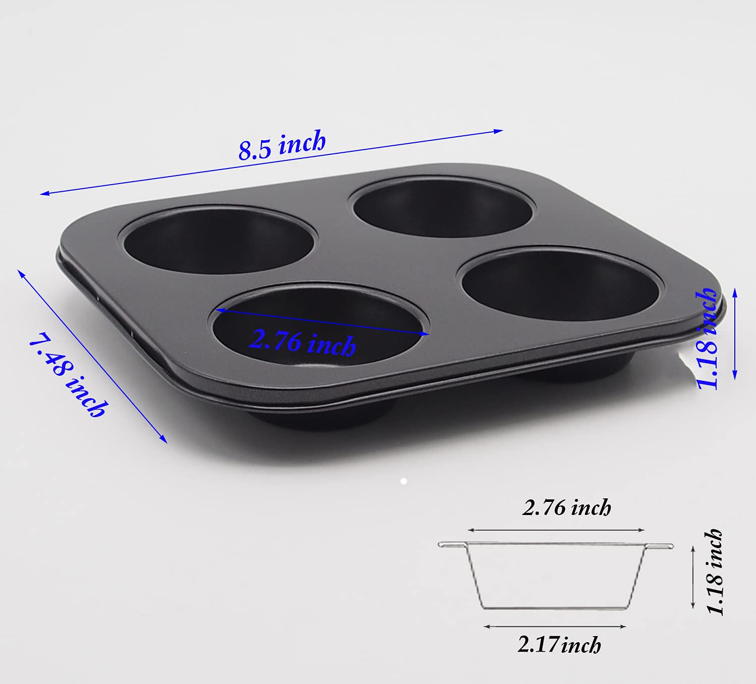 2-Pack Non-Toxic 4-Cup Muffin Pan for Air Fryer & Oven (8.5