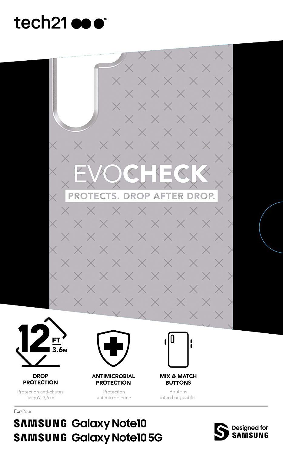 Tech21 Evo Check Shockproof Phone Case for Samsung Galaxy Note 10 - Smokey Black | Slim Protective Cover with Drop Protection | Perfect for Work, Travel & Outdoor Activities