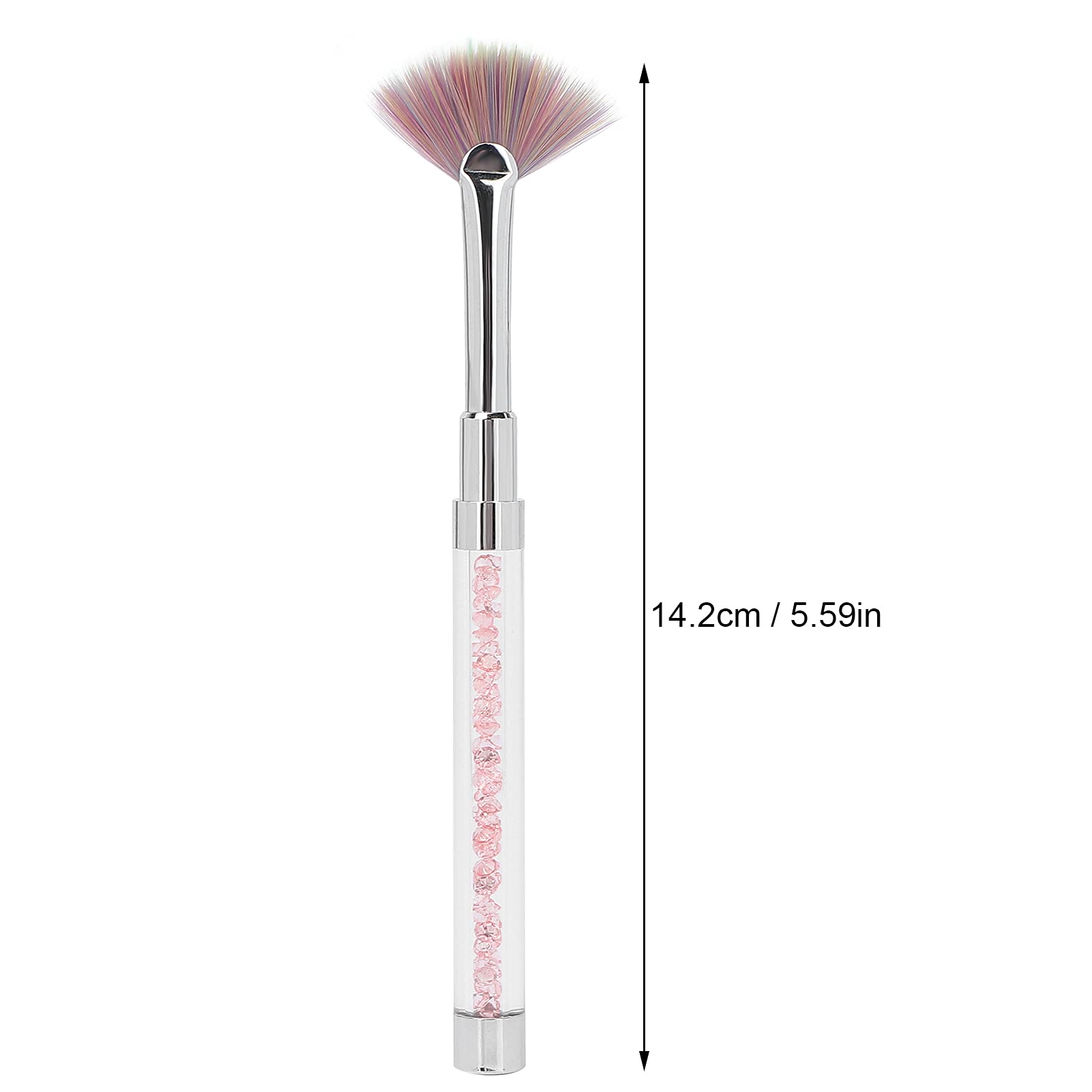 Premium Fan Shape Nail Brush - Nylon Bristle Dust Brush with Rhinestone Handle for Manicure, Nail Art & Glitter Removal | Perfect for Salon Professionals & DIY Nail Care at Home