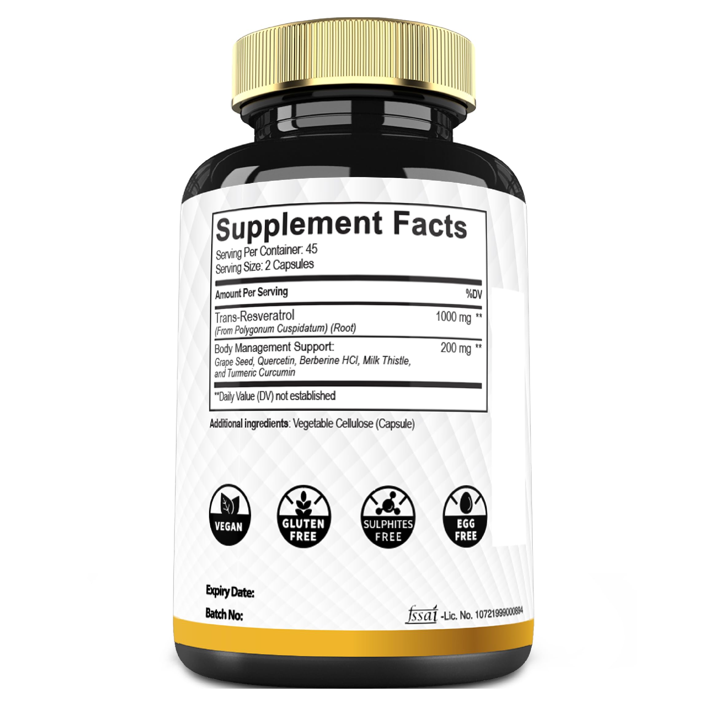 Organic Trans-Resveratrol Supplement with Grape Seed & Milk Thistle - 6 Herbal Blend for Immune Support, Heart Health, Weight Management & Joint Care - 90 Capsules - Perfect for Daily Wellness & Anti-Aging Routine