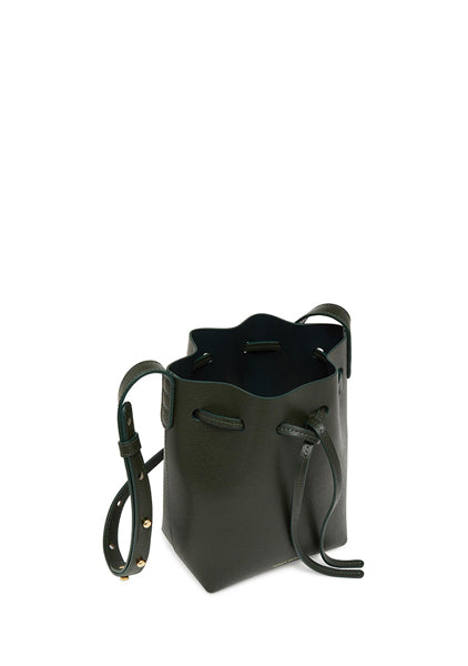 Mini Saffiano Leather Bucket Bag in Moss Green - Stylish Crossbody Purse for Women, Perfect for Everyday Use, Travel & Shopping