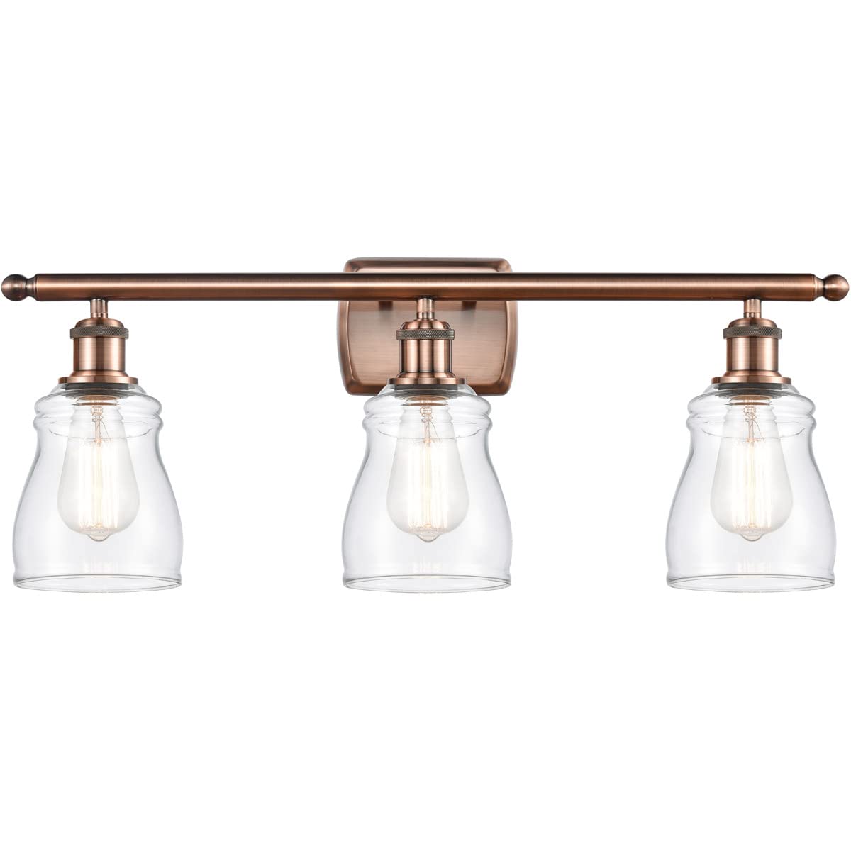 Ellery 3-Light Bathroom Vanity Light in Antique Copper - Ballston Collection - Dimmable LED Fixture for Modern & Traditional Bathrooms
