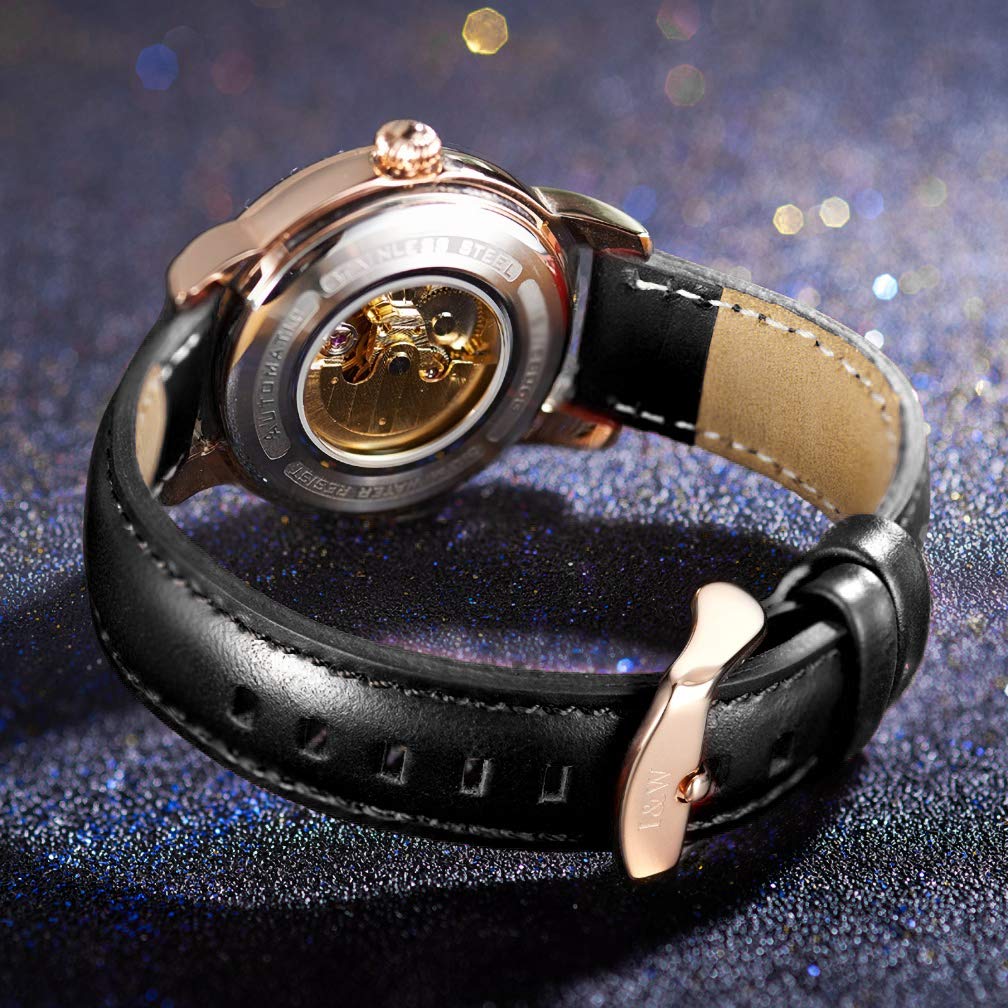 Elegant Mother of Pearl Dial Women's Mechanical Watch with Genuine Leather Band - Perfect for Business, Party & Everyday Wear