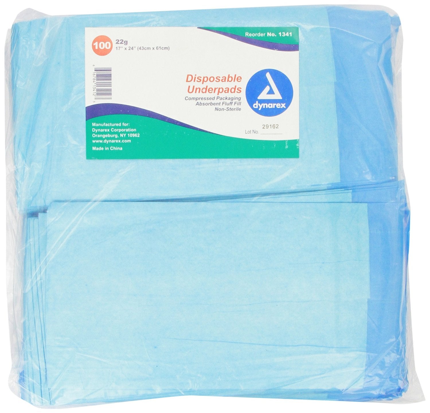 Chux Underpad Disposable Fluff/Polymer Heavy Absorbency Pads - 100 Count, Blue, 17