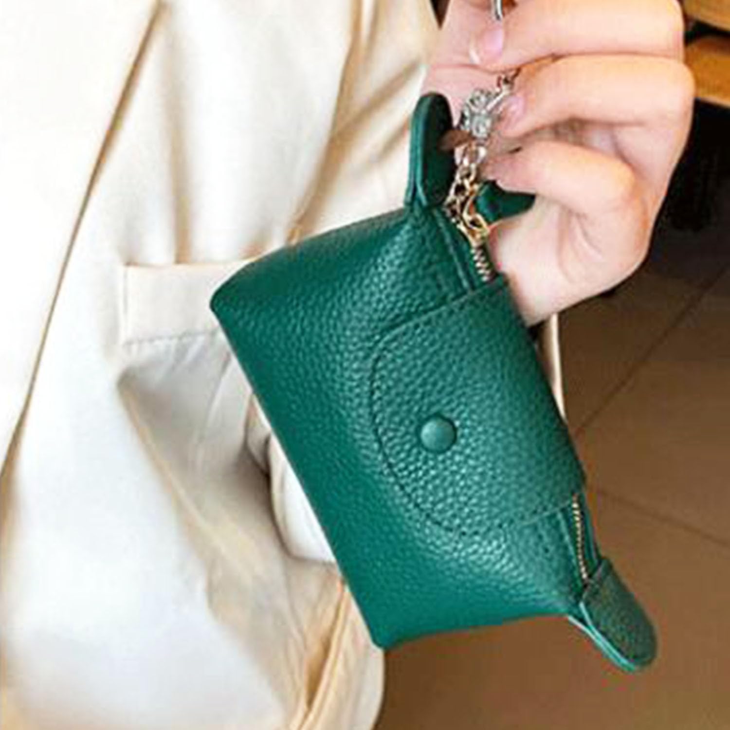 Women's Soft Leather Mini Coin Purse & Keychain Wallet with Zipper - Compact Key Holder Organizer for Cash, Credit Cards, and Coins - Ideal for Everyday Carry, Travel Essentials, and Gift Giving - Perfect for Handbags, Key Rings, and On-the-Go Convenience