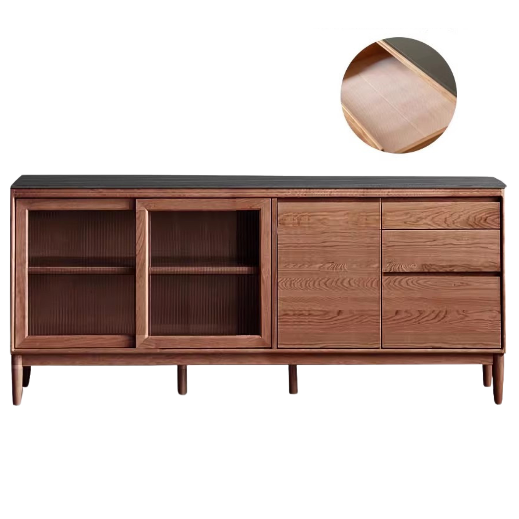 Oak Solid Wood Large Capacity Storage Sideboard - Rustic Buffet Cabinet for Dining Room, Living Room & Entryway Storage