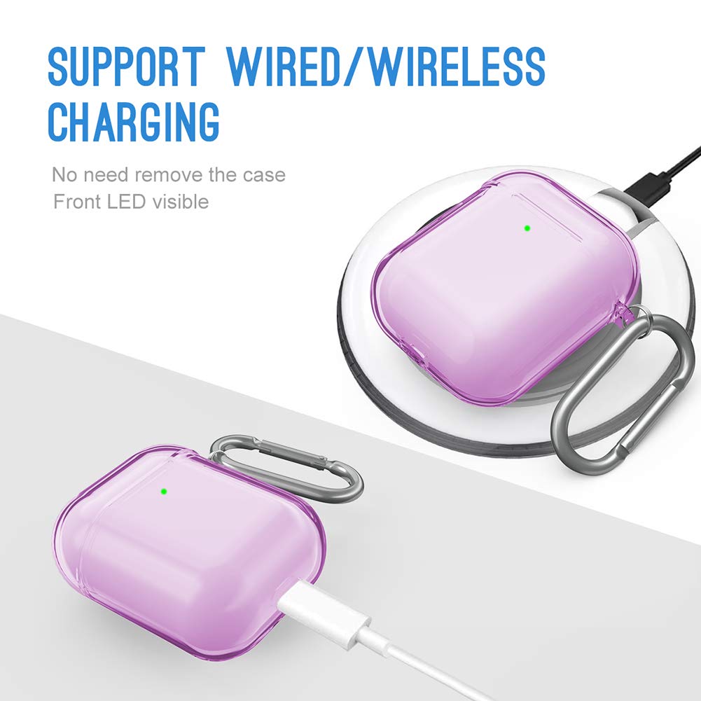 Valkit Clear TPU AirPods Case Cover with Keychain - Shockproof Protective Case for Apple AirPods 1 & 2 (Purple) - Perfect for Women, Men & Girls | Gym, Travel & Everyday Use