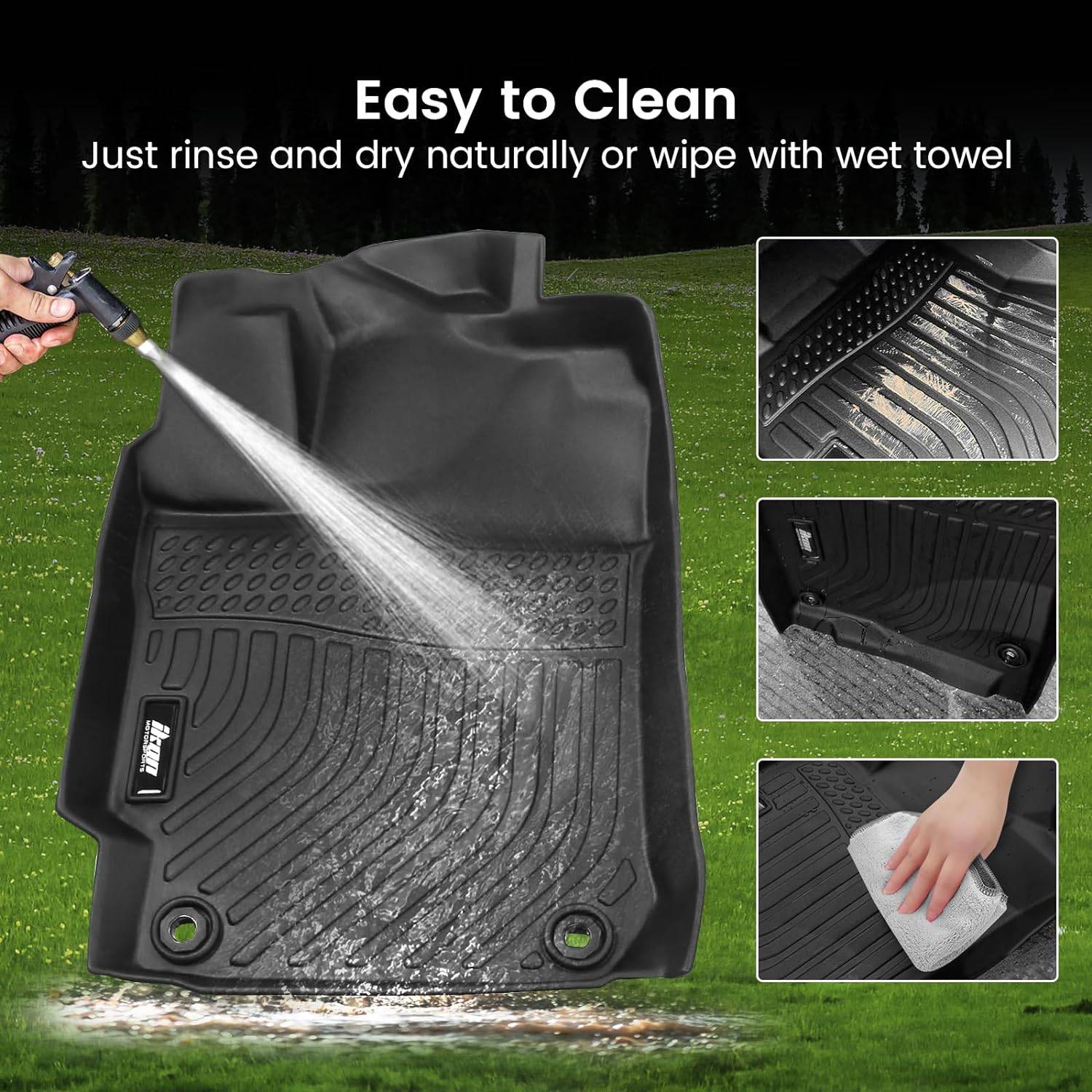 IKON Custom 3D Molded All-Weather Floor Mats for 2016-2023 Honda Pilot - 7 Passenger Seat Protection - Black TPE Thermo Plastic Elastomer Liners (4-Piece Set) - Front & Rear Row Coverage - Perfect for Road Trips, Family Outings and Winter Protection