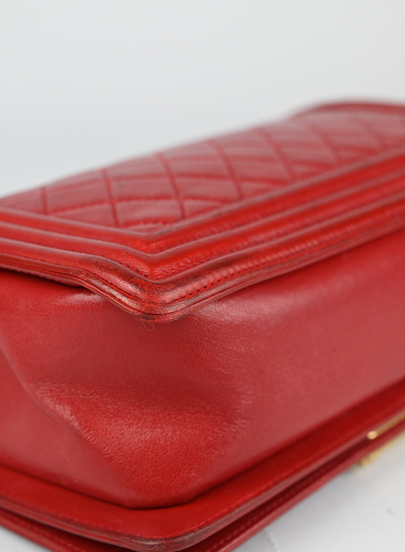 Chanel Boy Bag in Genuine Red Leather - Luxury Handbag for Women, Perfect for Parties, Dates & Special Occasions