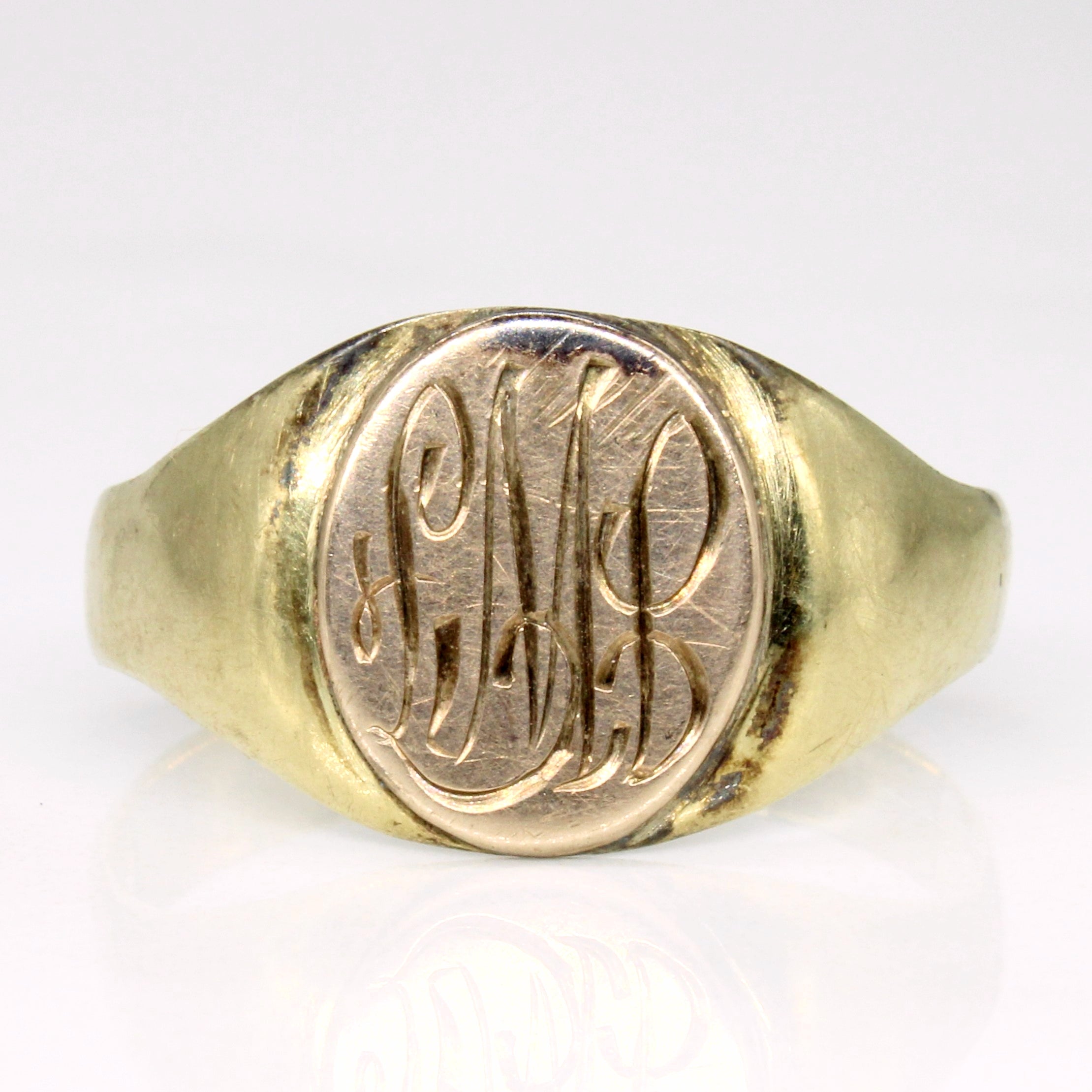 10k Yellow Gold 'LMP' Signet Ring for Men - Size 9.75 - Classic Initial Letter Ring for Gifts, Wedding, Anniversary & Everyday Wear