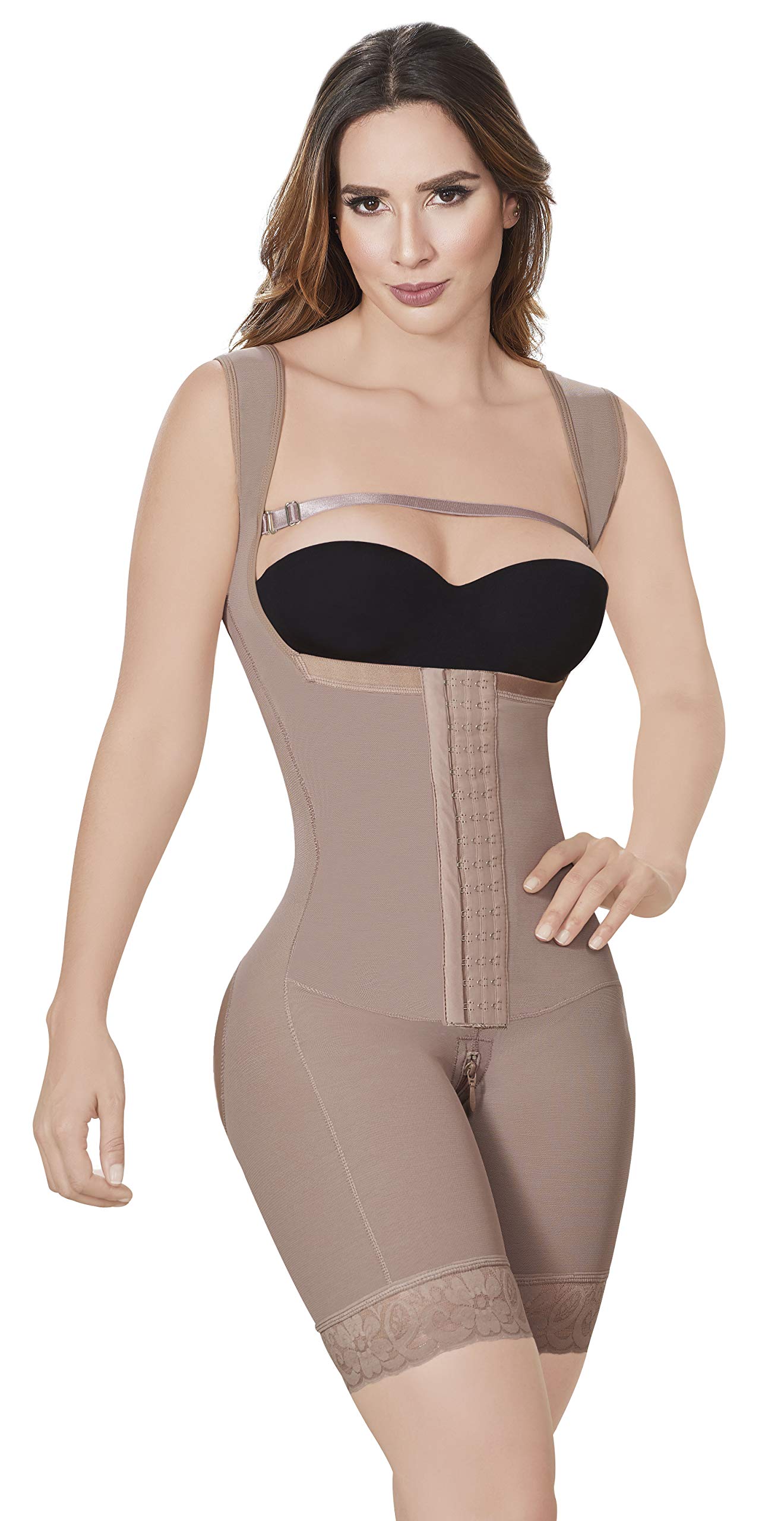 Women's Juno Shapewear Post-Surgery Compression Garment with Powernet Fabric, Sleeves & Back Support - Ideal for Liposuction Recovery, Tummy Tuck & Body Contouring
