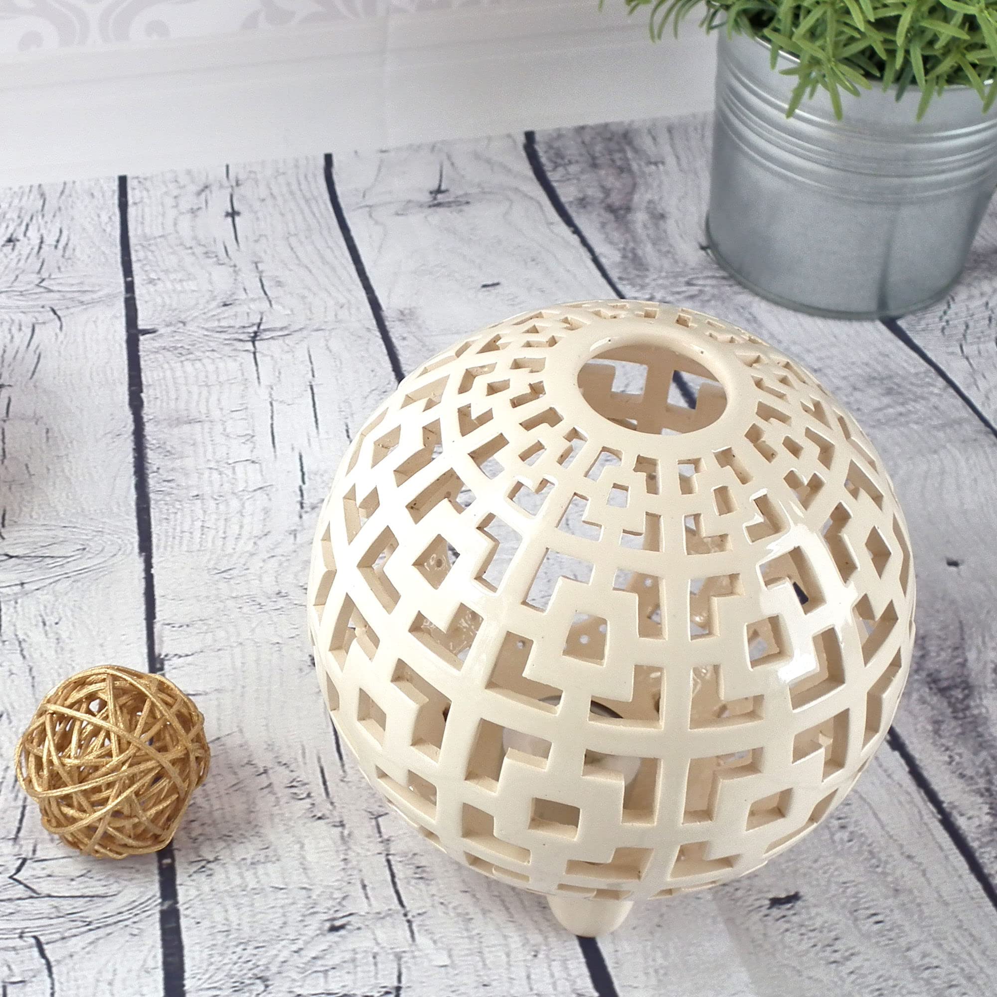 Handmade Geometric Ceramic Candle Holder - Modern Lantern for Home, Patio & Table Decor - Unique Birthday Gift for Women & Housewarming Present (Perfect for Weddings, Dinner Parties & Cozy Nights)