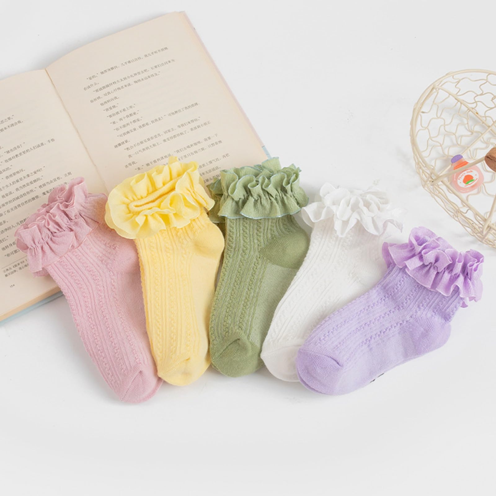 Toddler Girls Ruffle Socks - Newborn Baby Cotton Lace Frilly Socks - Cute Princess Style Dress Socks 1 Pack - Perfect for Parties, Photography & Special Occasions