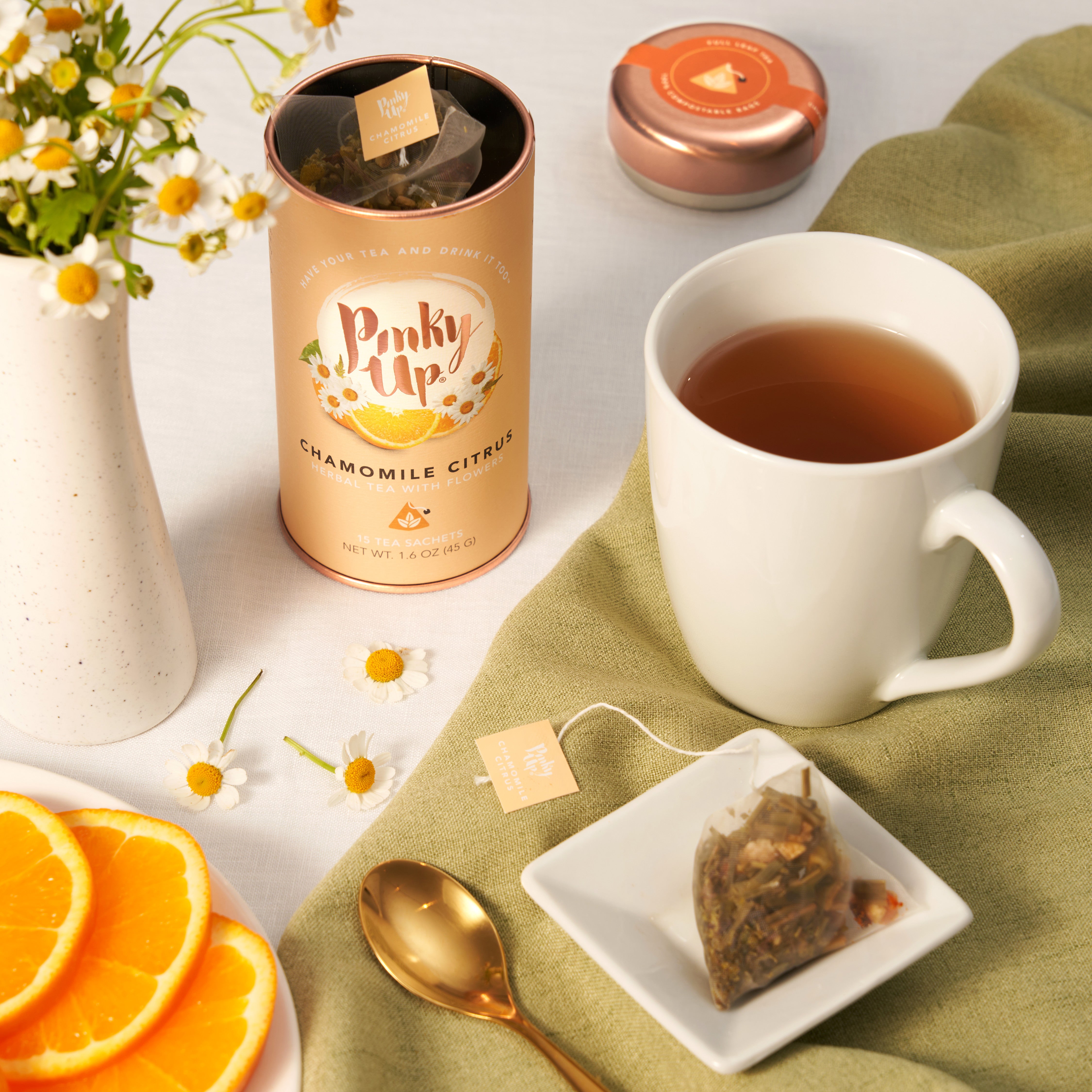 Organic Chamomile Citrus Herbal Tea Bags - 15 Count | Relaxing & Calming Blend for Stress Relief & Better Sleep | Perfect for Evening Relaxation & Bedtime Routine