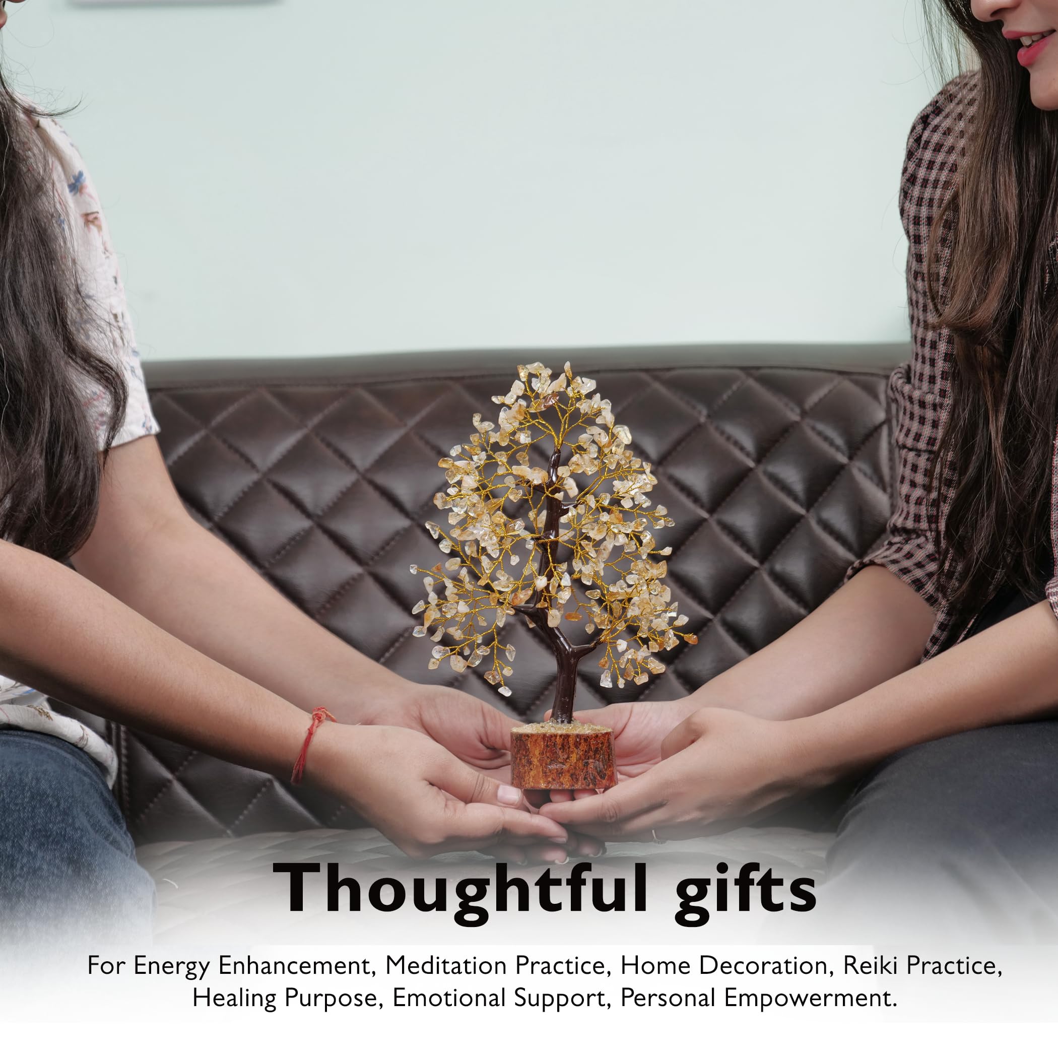 FASHIONZAADI Citrine Crystal Bonsai Money Tree - Feng Shui Decor for Wealth & Prosperity | Chakra Tree of Life with Natural Citrine Stones | Perfect Office Desk Decor & Spiritual Home Gift for Housewarming, Meditation Space & Positive Energy