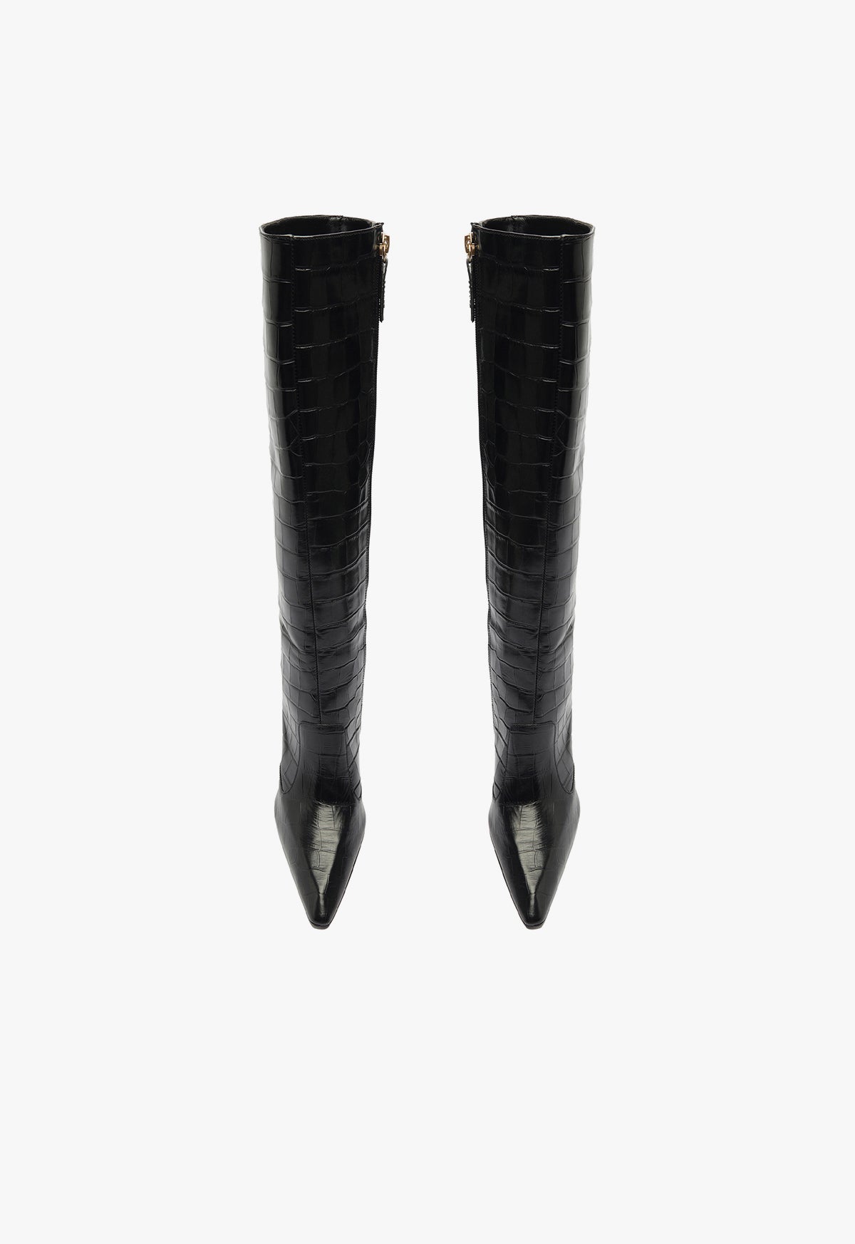 Ciara Crocodile Embossed Leather Boots for Women - High Heel Fashion Boots (Style S2199700020003) | Perfect for Evening Parties, Office Wear & Winter Outfits