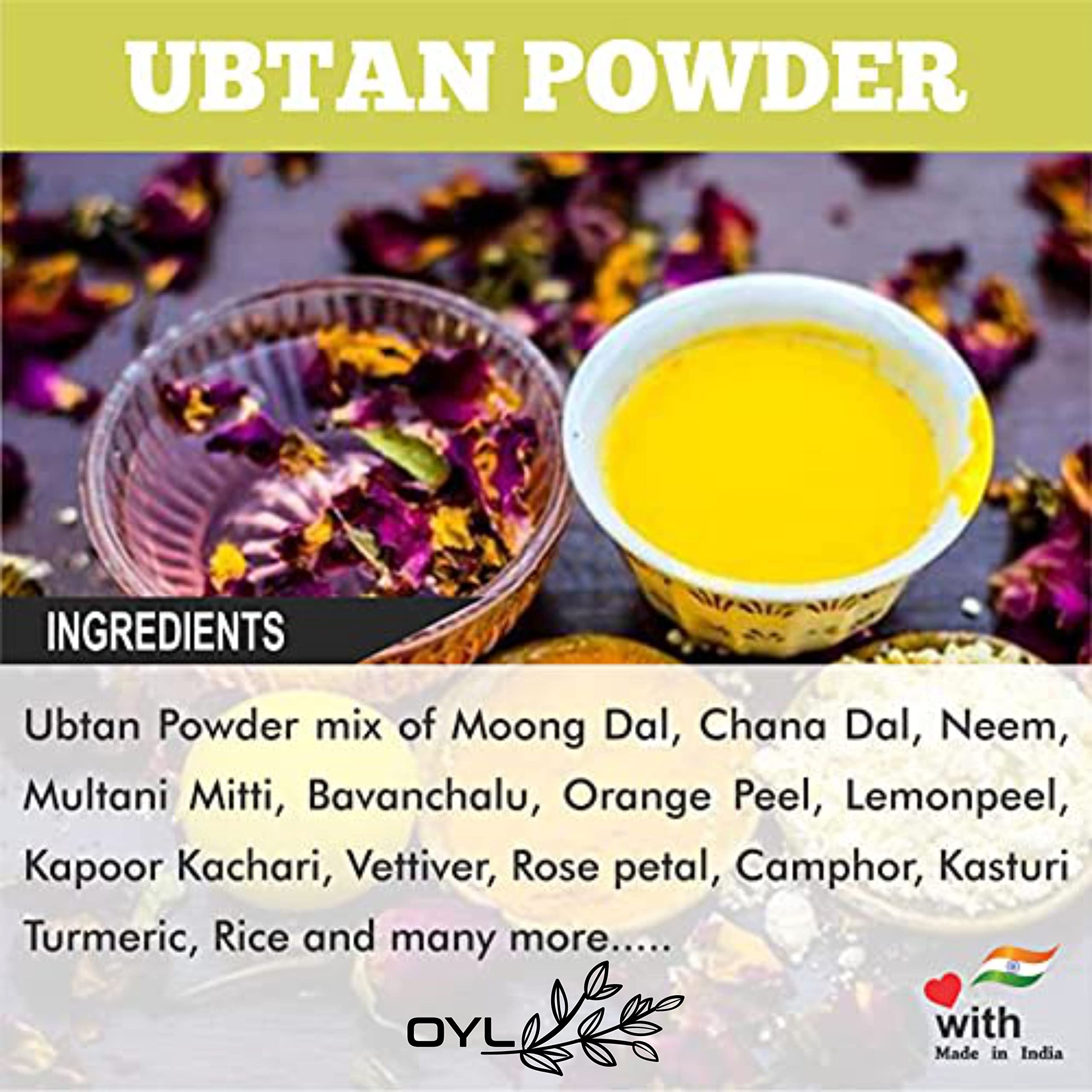 OYL Natural Ubtan Powder & Multani Mitti Clay Powder Combo Pack (2x100g) - Ayurvedic Face & Body Cleanser for Glowing Skin, Oil Control, Acne Treatment | Perfect for Daily Skincare Routine & Spa Days at Home