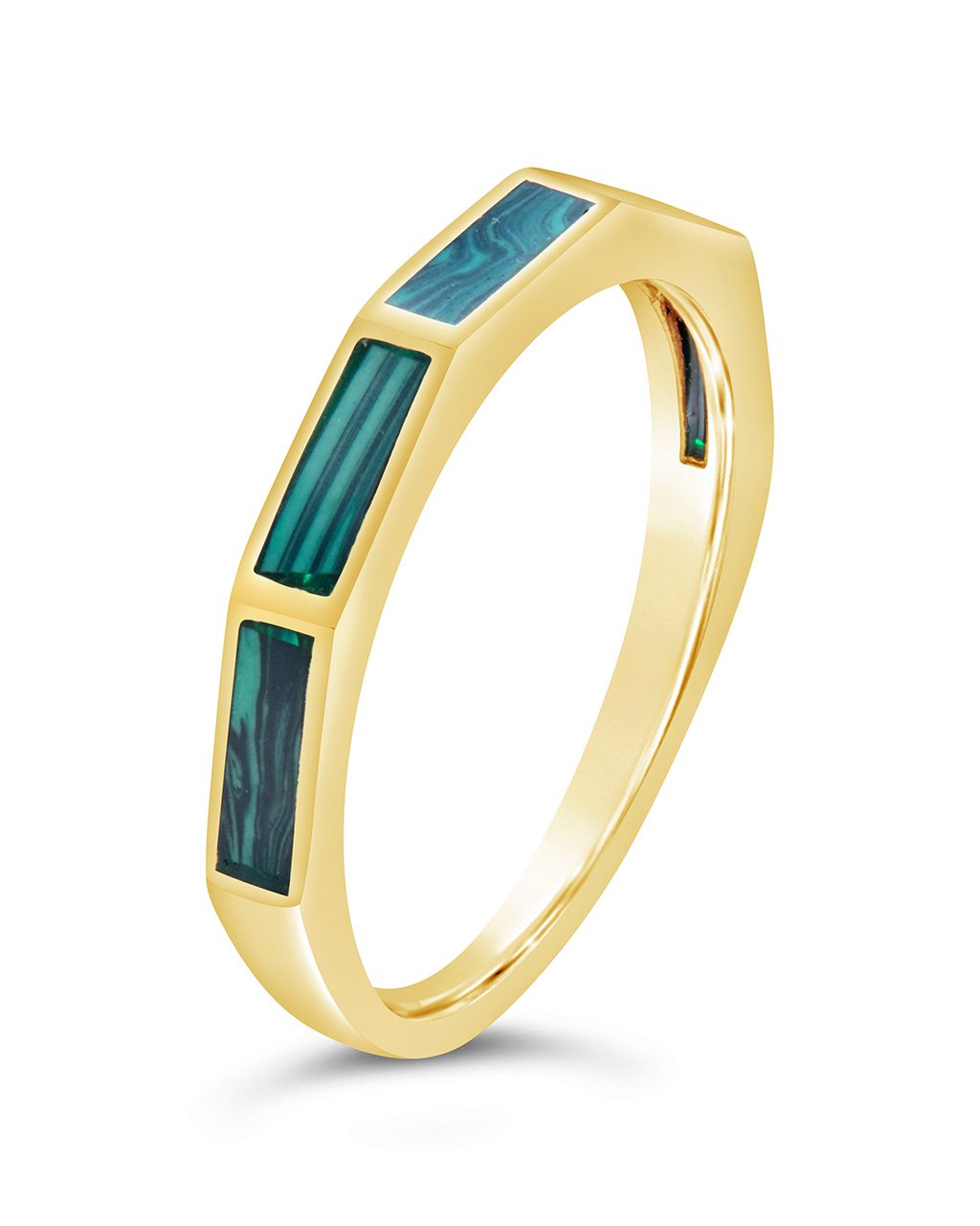 Malachite Baguette Eternity Band Ring - Genuine Green Gemstone Wedding Ring for Women, Stackable Minimalist Jewelry Gift for Anniversary, Valentine's Day & Special Occasions