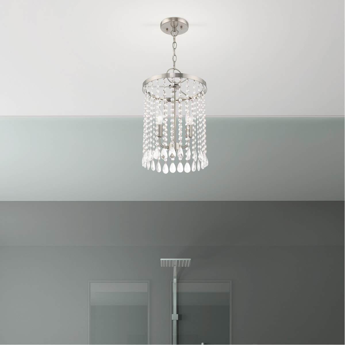 Livex Lighting 1063-91 Neptune 3-Light Bathroom Vanity Light Fixture, Brushed Nickel Finish - Perfect for Bathroom, Powder Room & Spa Decor
