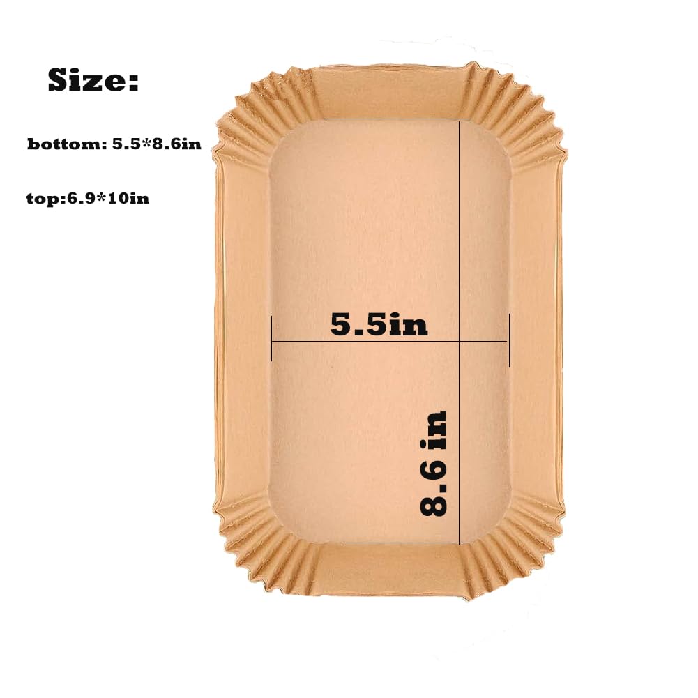 100 Pcs Disposable Air Fryer Parchment Paper Liners, 8.6x5.5 Inch Rectangle Non-Stick Baking Sheets for Dual Basket Air Fryers (DZ201/DZ401/DZ071) - Perfect for Frying, Baking, Roasting & Healthy Cooking at Home
