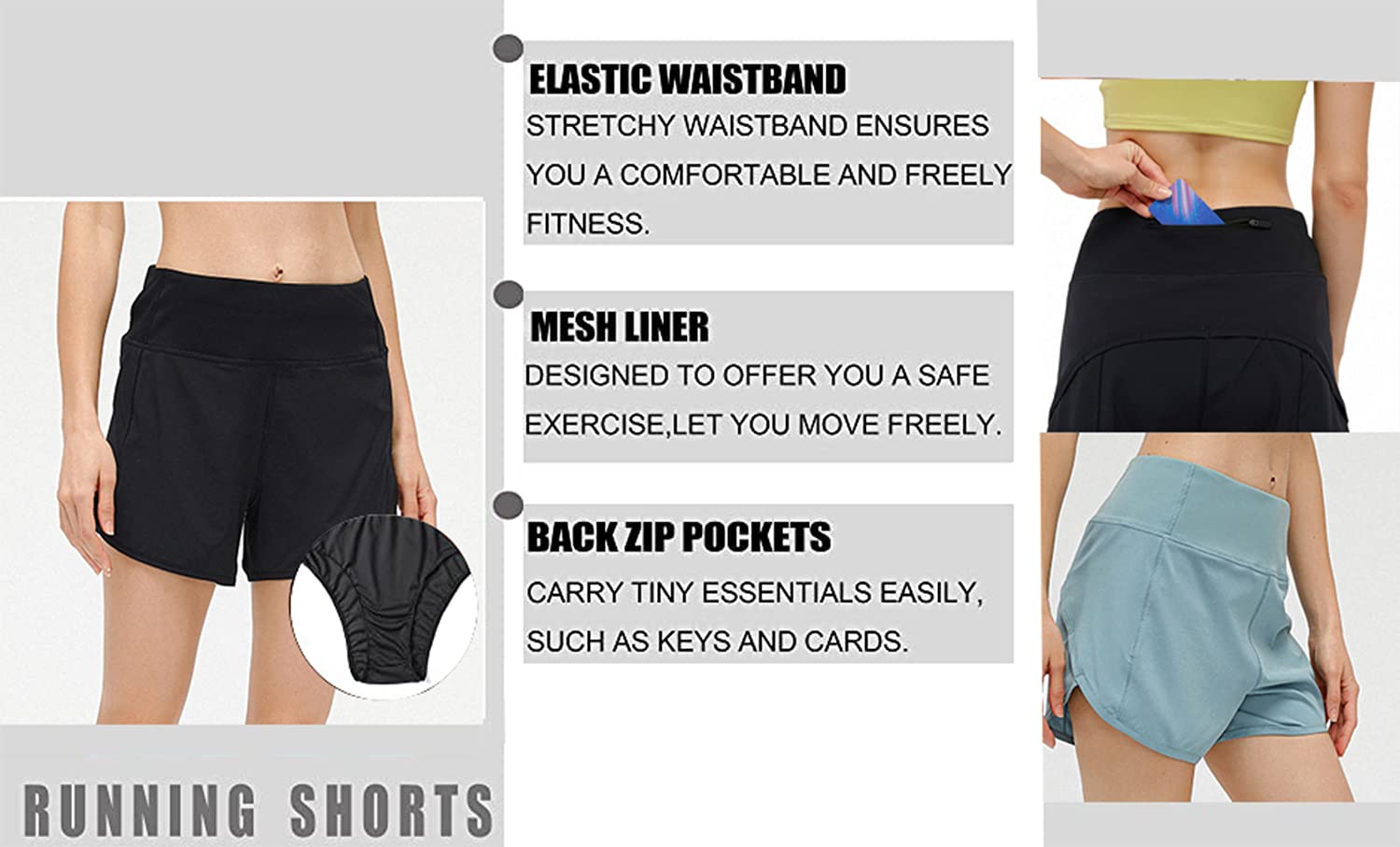 Women's 4 Inch Running Shorts with Zipper Pocket - Quick Dry Gym Workout & Yoga Athletic Shorts for Women - Perfect for Jogging, Training, and Fitness Activities
