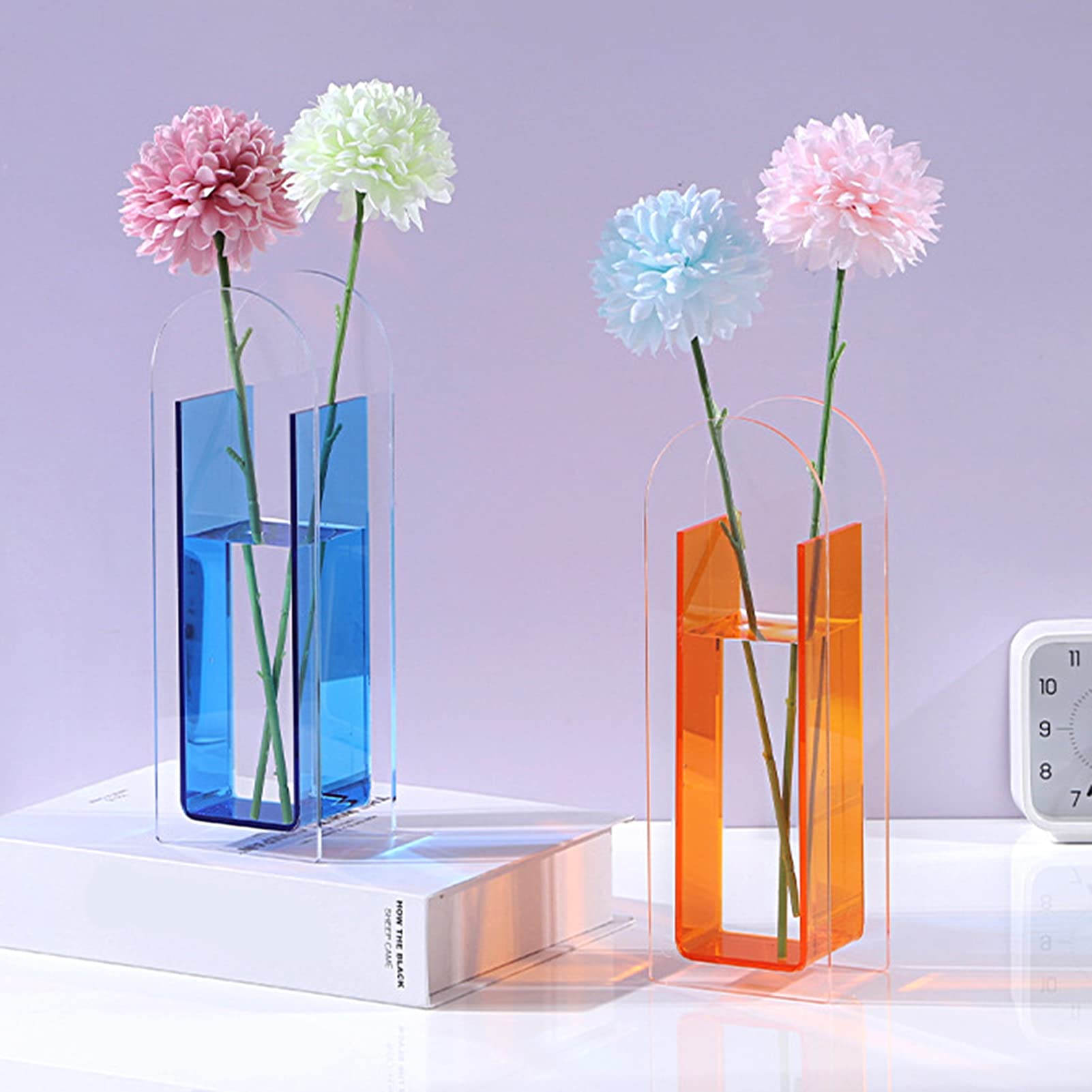 Nordic Style Acrylic Flower Vase - Light Yellow, 7.5