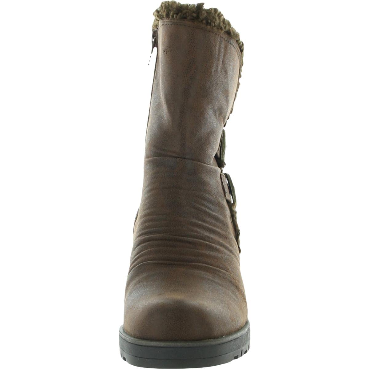 BareTraps Women's Tevin Faux Fur Round Toe Ankle Boots - Brown, Size 8.5 | Warm Winter Fashion, Casual Outfit, Holiday Party Shoes