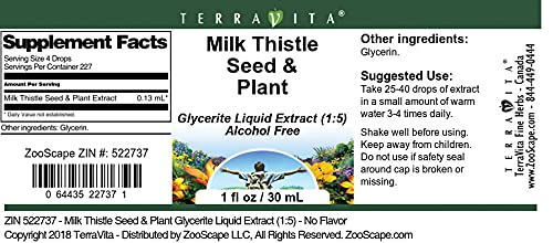 Organic Milk Thistle Seed & Plant Glycerite Liquid Extract (1:5 Ratio) - Alcohol-Free, Flavorless Herbal Supplement - 1 oz Bottle - Supports Liver Health & Detox - Perfect for Daily Wellness Routine & Natural Detox Programs
