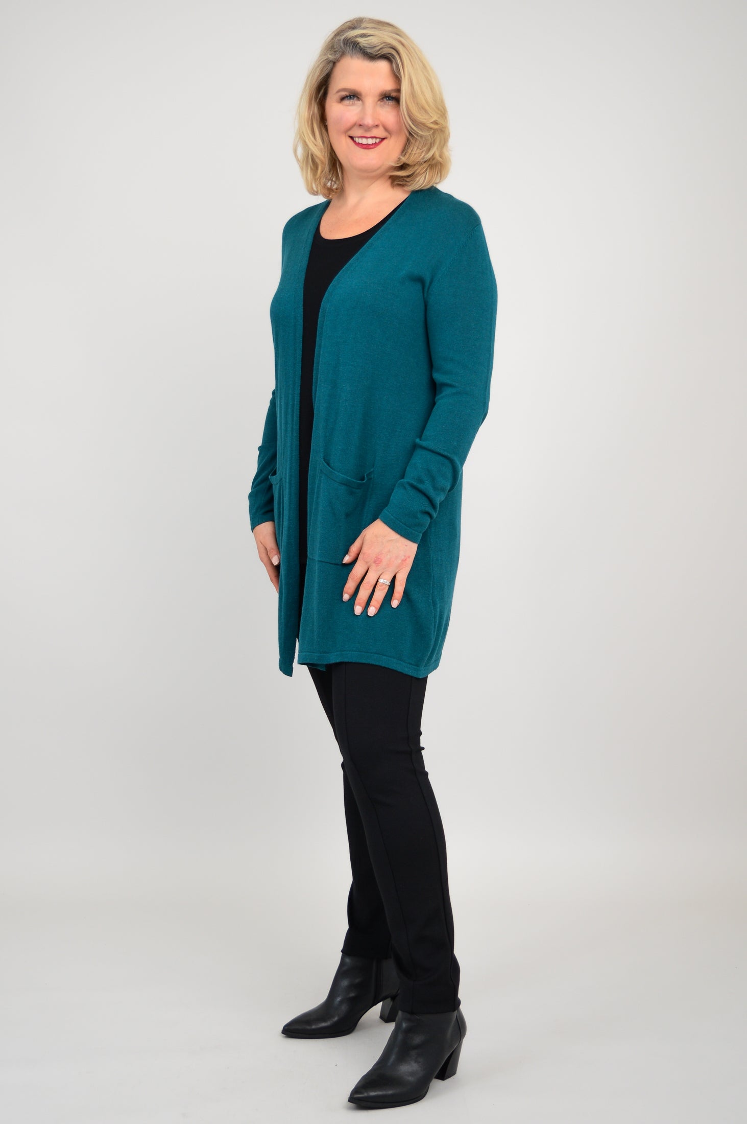 Justine Sweater for Women - Soft Teal Bamboo Cotton Blend Pullover | Cozy Casual Wear for Fall & Winter | Perfect for Office, Travel & Weekend Outings