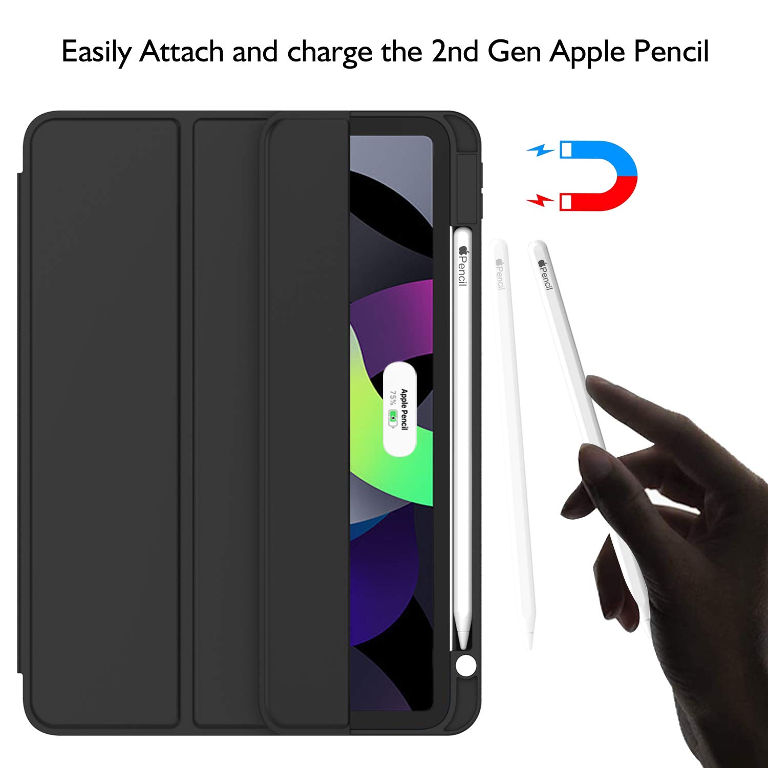 ZryXal iPad Air 11 Inch Case M3 2025 / M2 2024 - Slim Protective Cover for iPad Air 5th Gen/4th Gen 2022/2020 10.9 Inch - Supports Touch ID & Auto Wake/Sleep (New Black) | Perfect for Work, School & Travel Protection