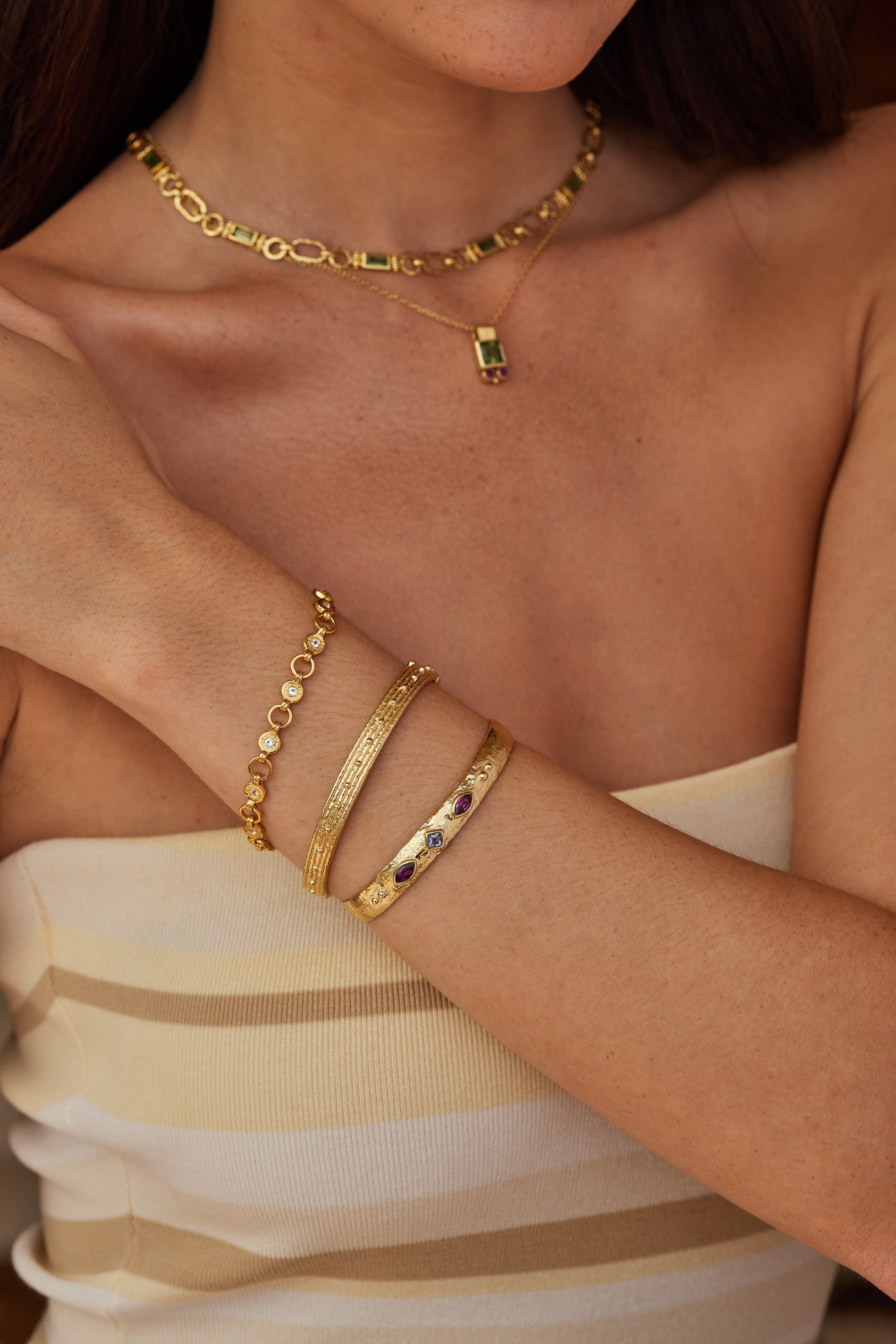 Ellipse Topaz Gold Bracelet for Women - 14K Solid Gold Dainty Bracelet with Genuine Topaz Stone - Perfect for Everyday Wear, Gift Giving & Special Occasions