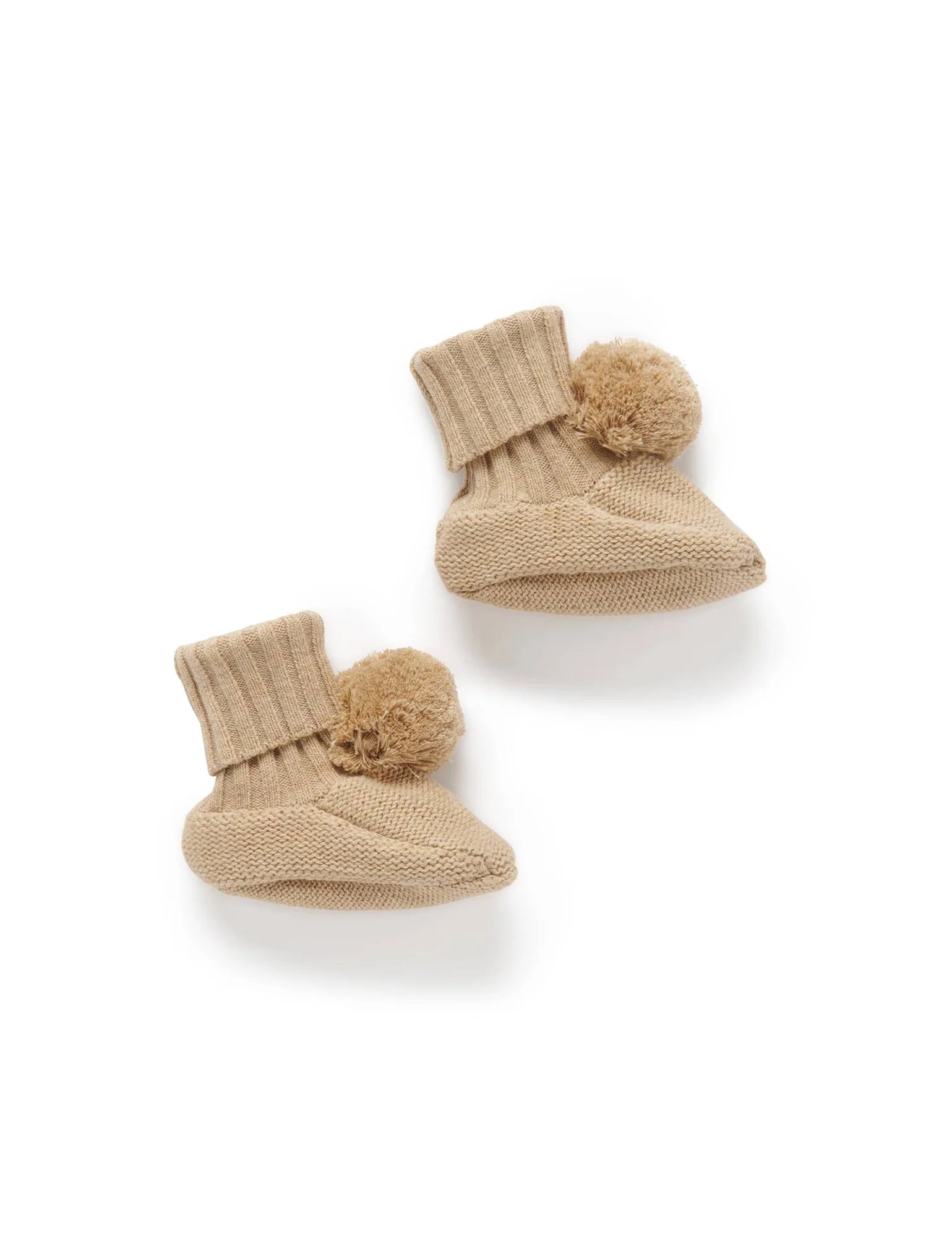 Purebaby Pom Pom Booties for Babies - Soft & Cozy Knit Booties for Newborns & Toddlers - Perfect for Winter, Outfits & Photo Shoots