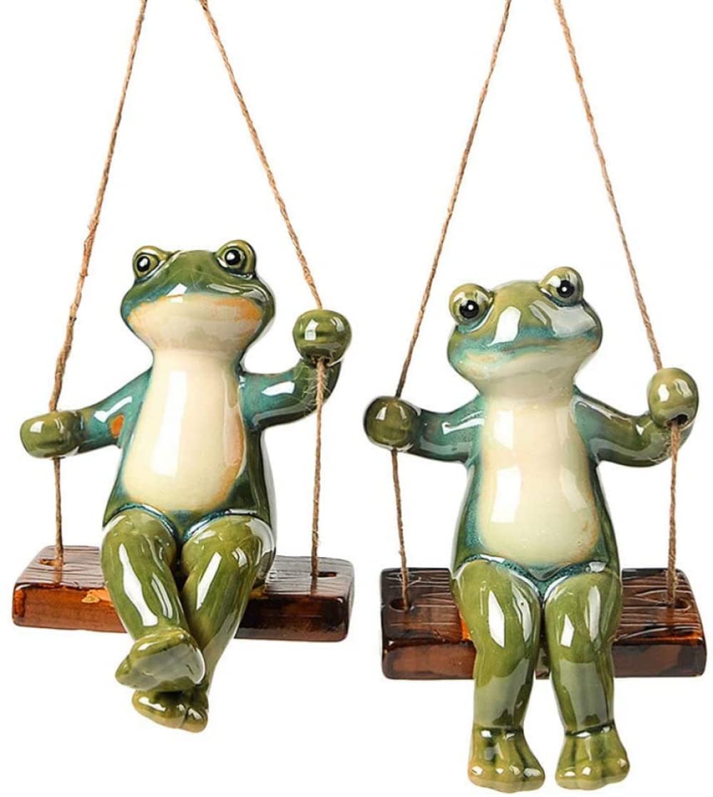 Zhouye Frog Couple Statues - Hanging Garden Sculptures for Home Decor, Romantic Outdoor & Indoor Décor for Garden, Patio, Office - Perfect Wedding Gift & Housewarming Present (Use for Porch Decor, Backyard Accents, or Tabletop Centerpieces)