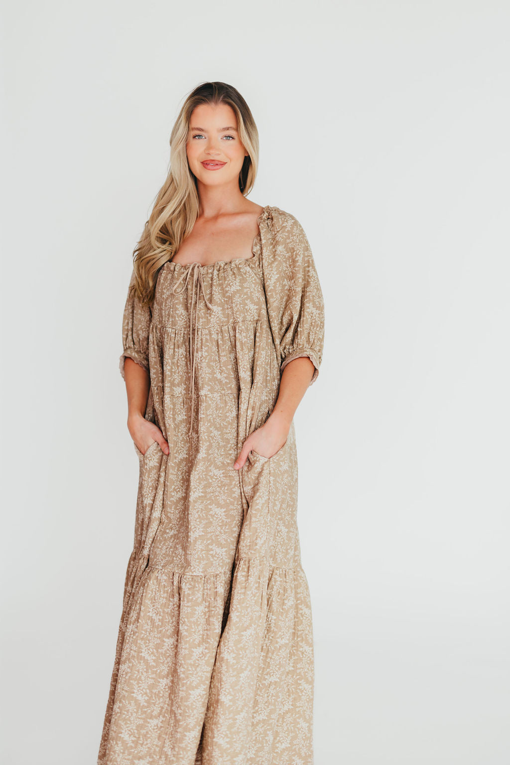 Bump Friendly 100% Cotton Maxi Dress in Mocha - Flowy Maternity Dress for Pregnancy & Nursing (XS-XL) | Perfect for Baby Showers, Beach Vacations & Summer Outings