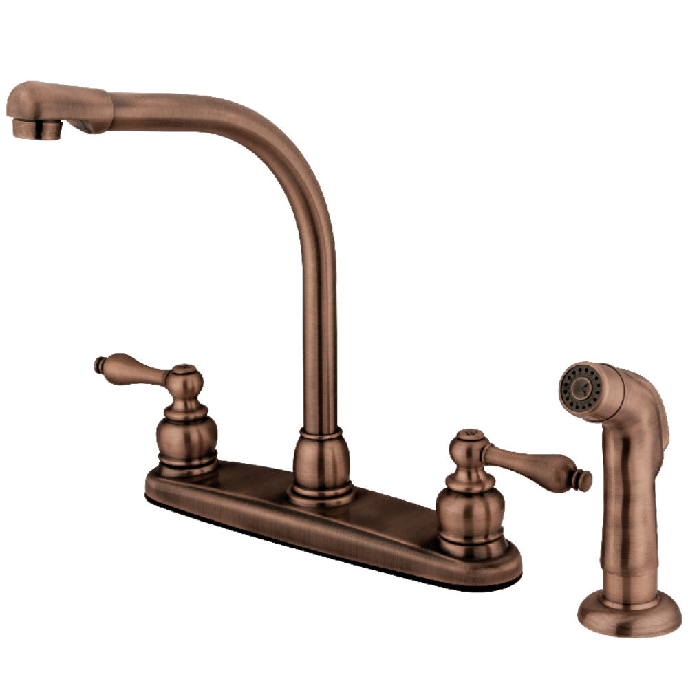 Kingston Brass KB716ALSP Victorian Centerset Kitchen Faucet - Single Handle Pull Down Sprayer, Oil Rubbed Bronze Finish for Modern & Traditional Kitchens
