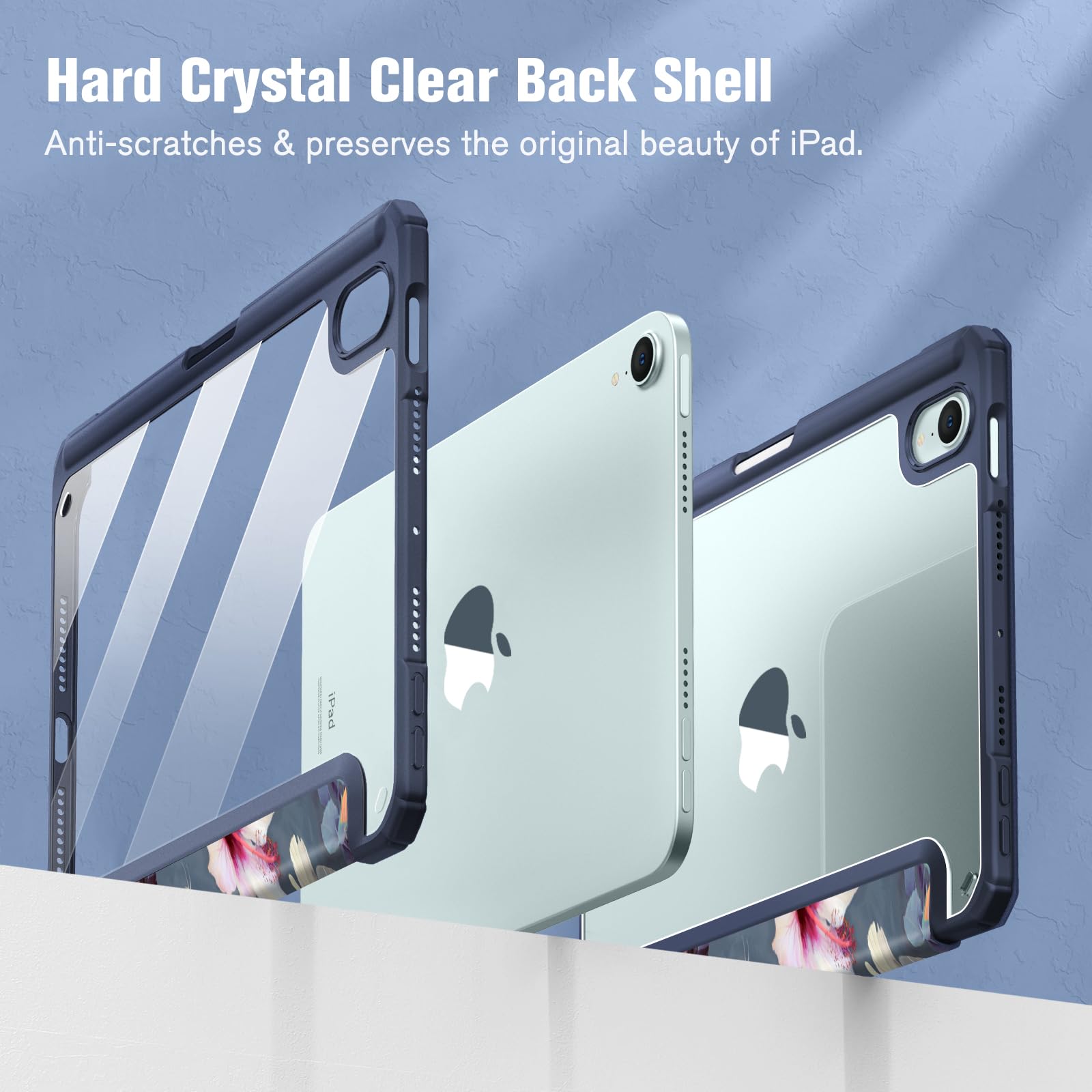 Fintie Hybrid Slim Shockproof Case for iPad Mini 7 (2024, A17 Pro) & iPad Mini 6 (6th Gen) 8.3 Inch - Clear Transparent Back with Built-in Apple Pencil Holder, Hibiscus Design - Perfect for Work, Travel & School Protection
