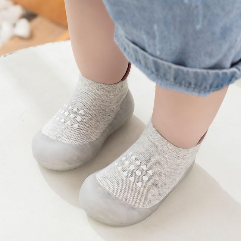 Non-Slip Baby Socks with Grips - First Walking Shoes for Toddler Girls & Boys (2 Pairs) - Soft Indoor Slippers for Infants Learning to Walk - Perfect for Home, Daycare & Playtime
