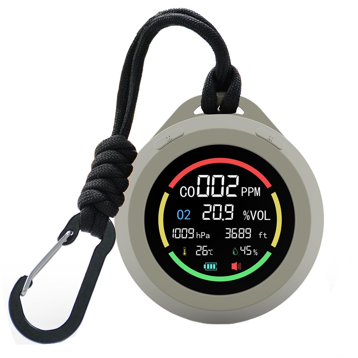 6-in-1 Portable Oxygen Detector with CO, Altimeter, Barometer, Temperature & Humidity Monitor - O2 Meter for Hiking, Camping, RVs, Home Safety & Outdoor Activities (Green) - Perfect for Travel, Emergency Preparedness & Air Quality Testing